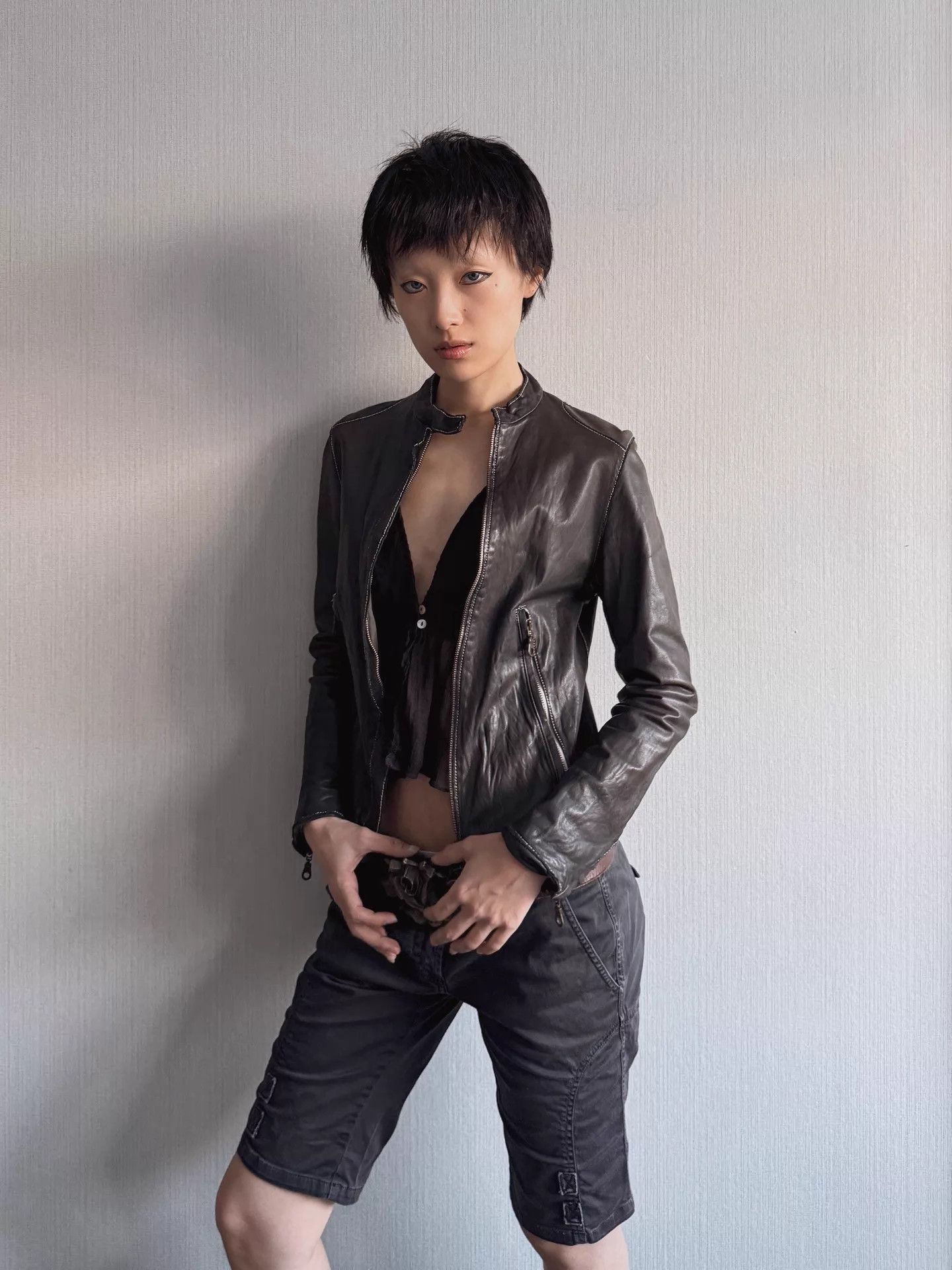 Vintage Jpn Brand Vintage Gunmetal Gray Sheepskin Leather Jkt XXS Size XXS / US 00 / IT 34 - 2 Thumbnail