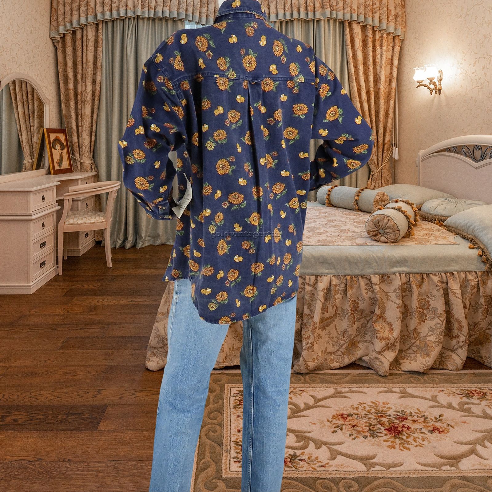 Other 90s Vintage Sunflower Duck Print Denim Shirt L Size L / US 10 / IT 46 - 4 Thumbnail