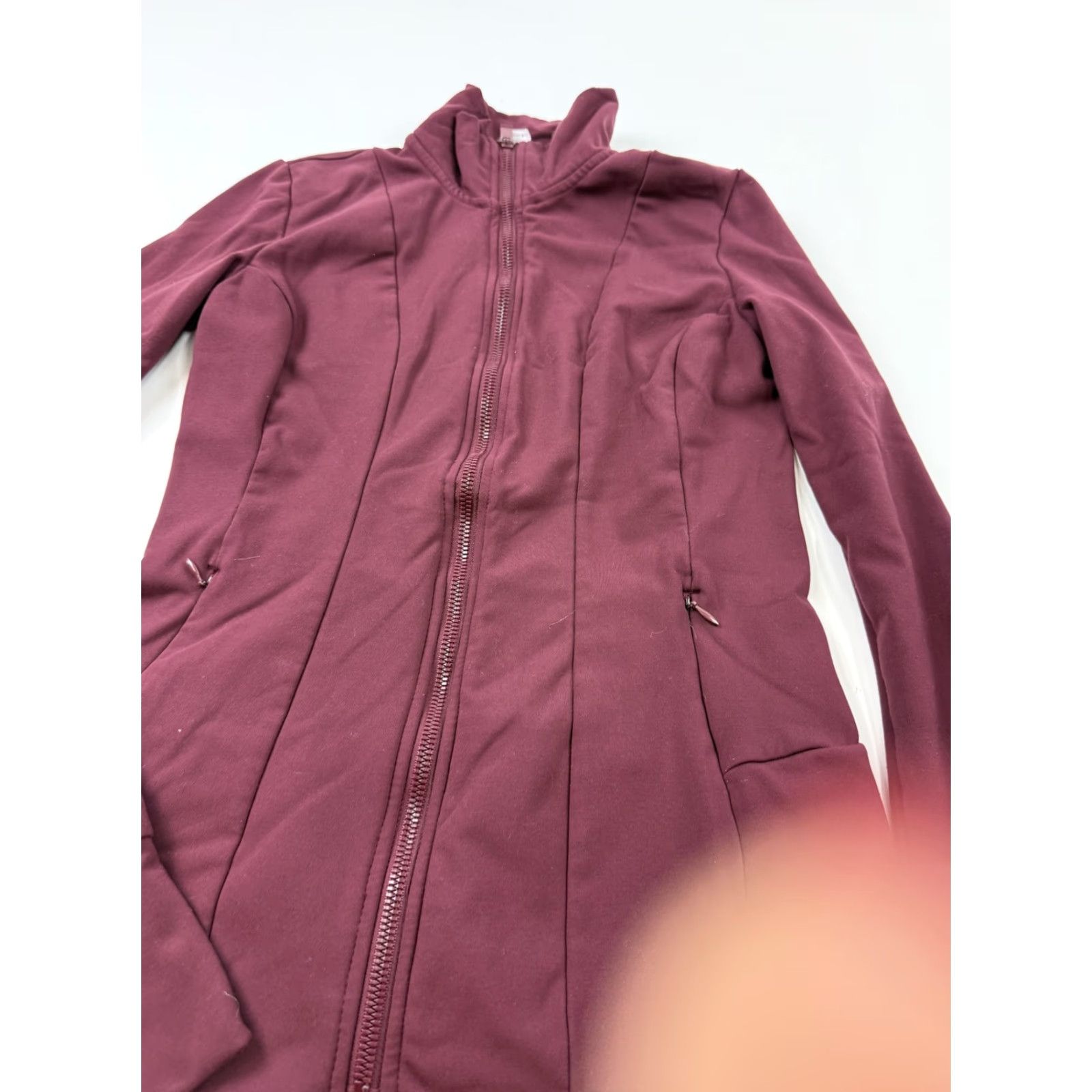 Vintage Yogalicious Lux Womens XS Red Full Zip Track Jacket with Thumbholes, Slim Fit, Jersey Size XS / US 0-2 / IT 36-38 - 3 Thumbnail