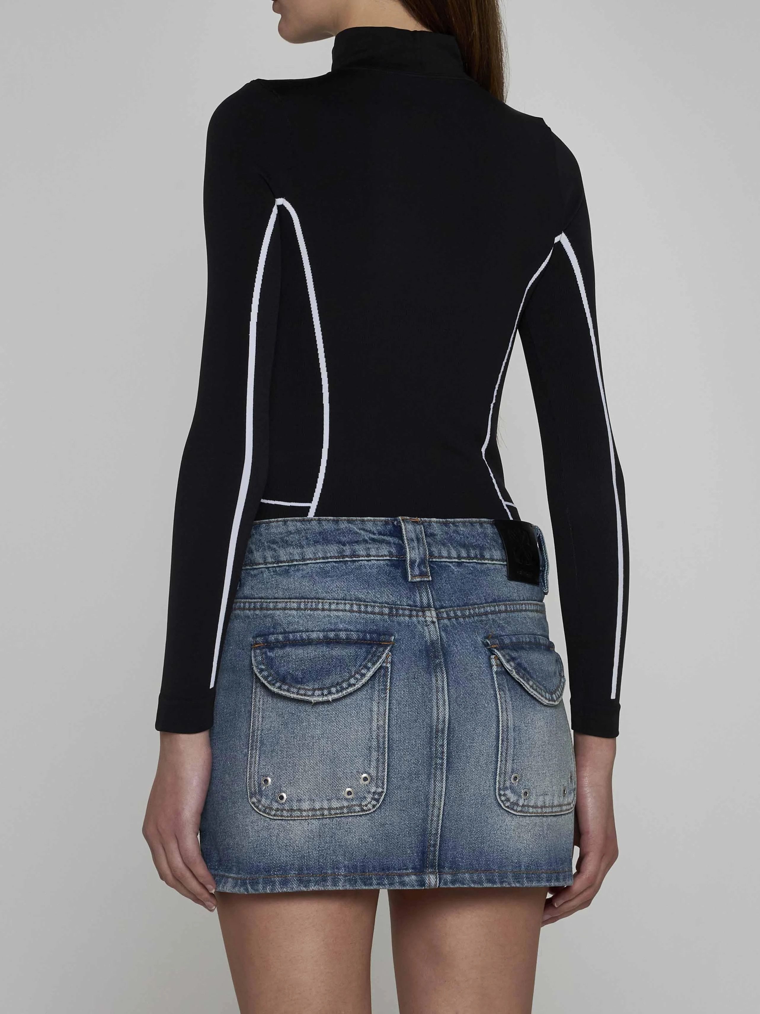 Off-White o1s22i1n0824 Denim Mini Straps Skirt in Blue Size 28" / US 6 / IT 42 - 4 Thumbnail