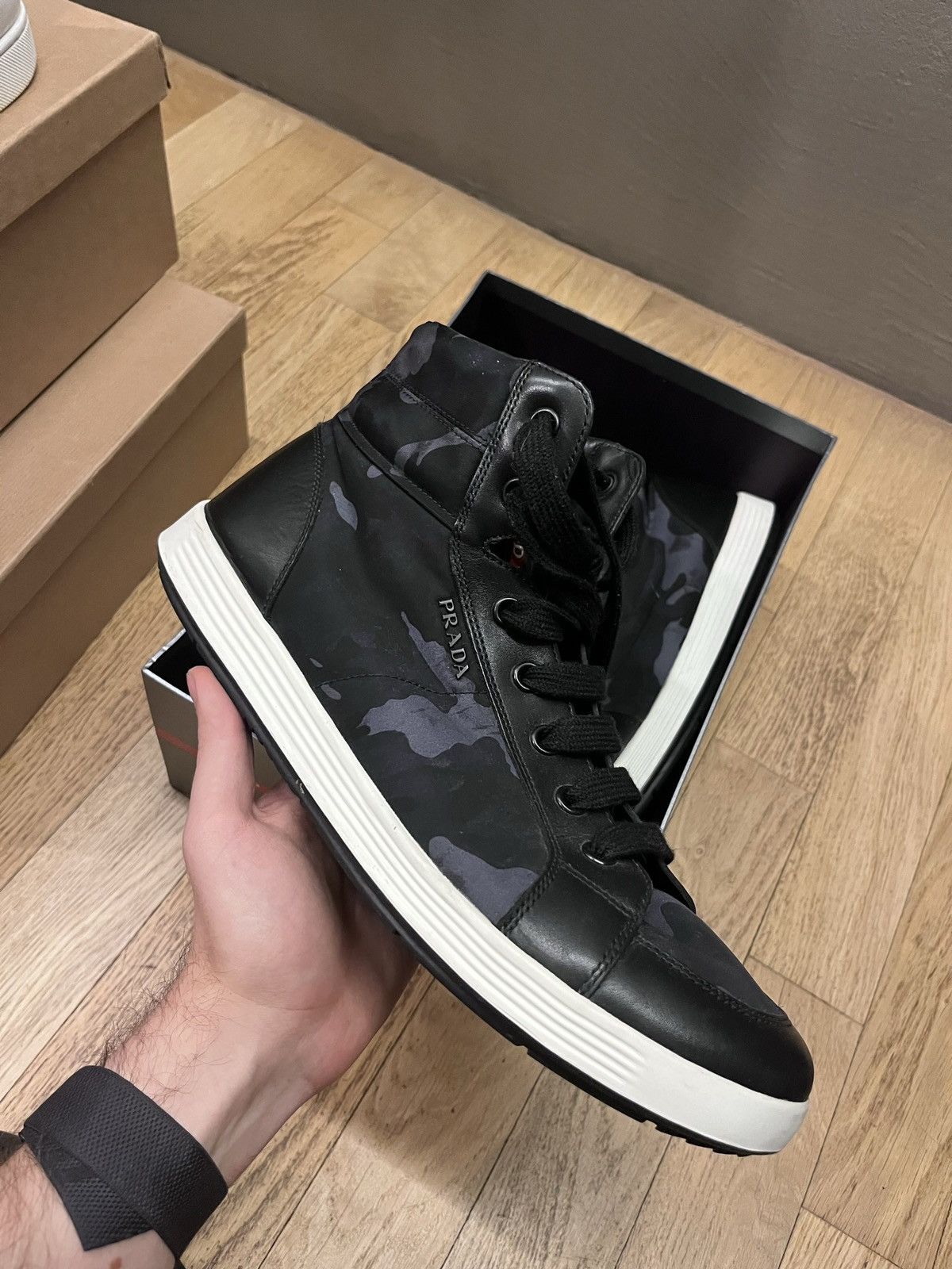 image of Prada High Top Shoes in Black, Men's (Size 11)