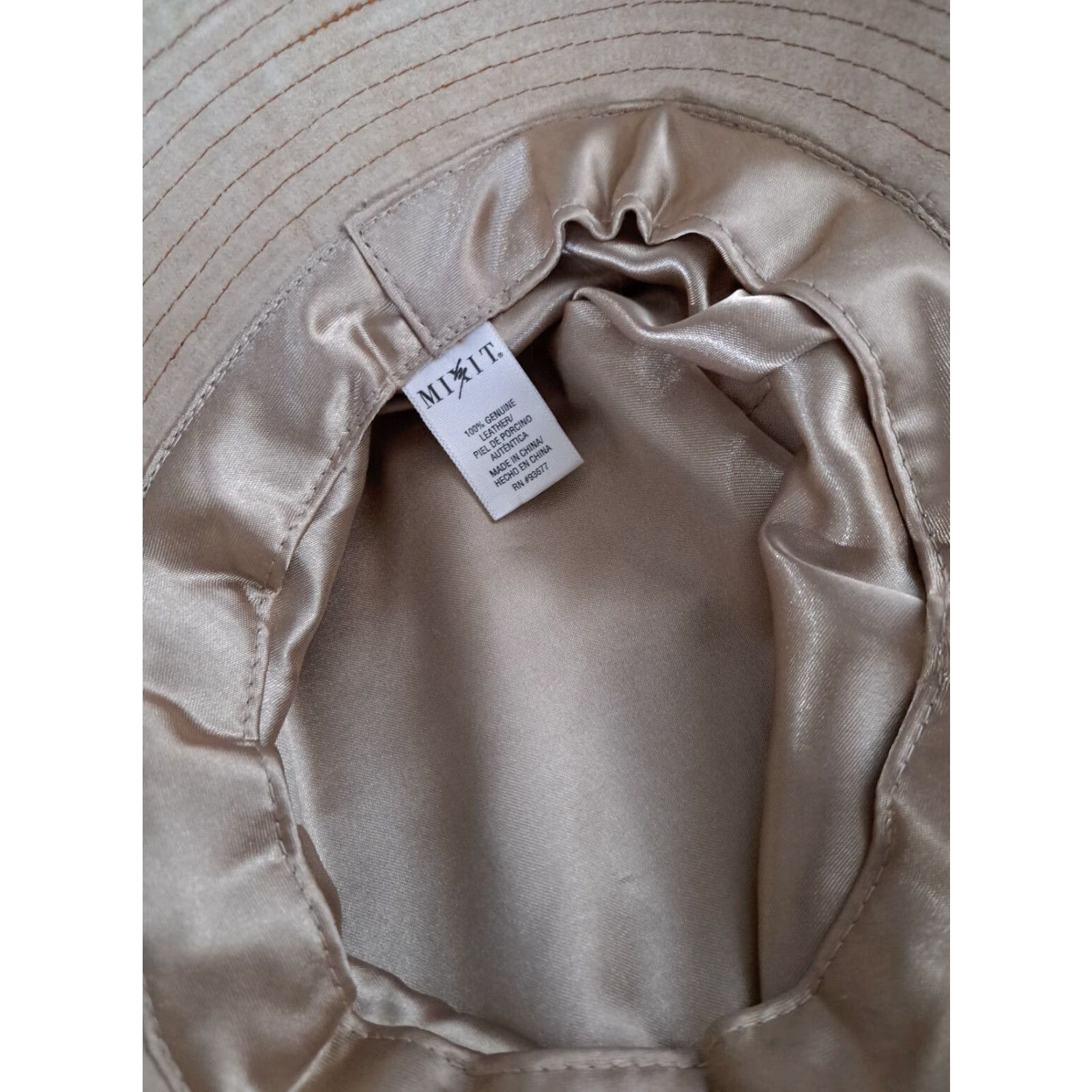 Vintage Mixit Leather Bucket Hat Women Medium Tan Brown 80s Silk lining Breathable Vintage? Size ONE SIZE - 5 Thumbnail