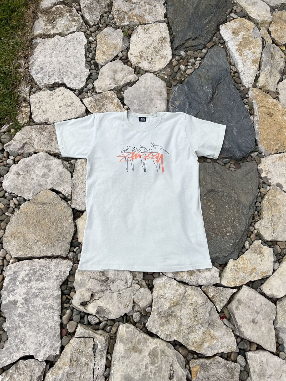 Japanese Brand × Stussy Vintage Stussy 3 people tee t-shirt washed rare central logo Size US M / EU 48-50 / 2 - 1 Thumbnail