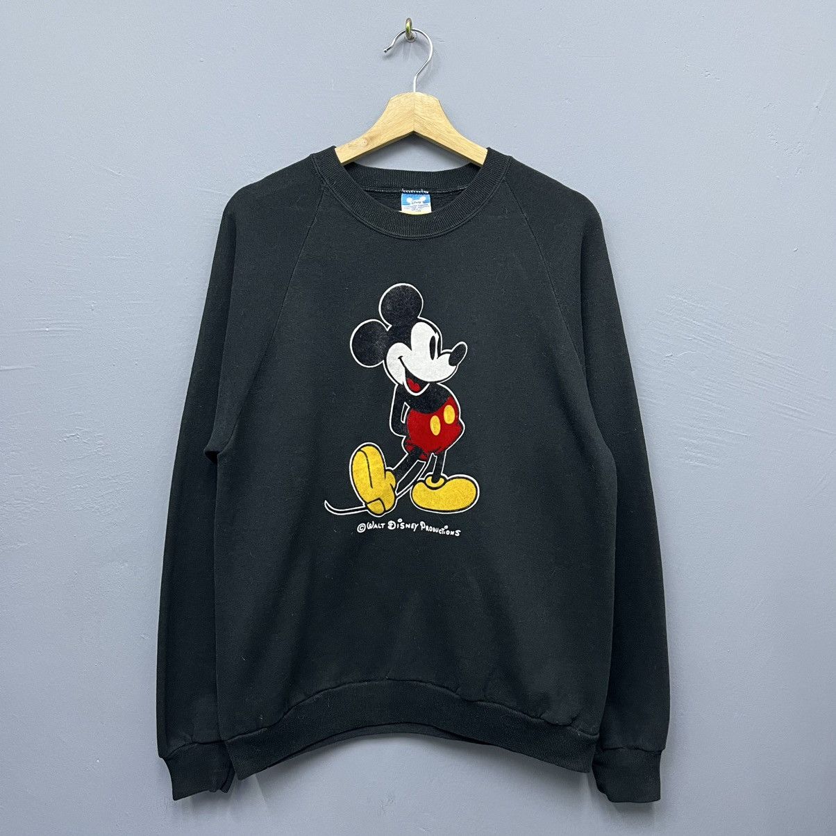 Mickey Mouse Vintage 80s Mickey Mouse Flocked Crewneck Sweatshirt Size US M / EU 48-50 / 2 - 1 Thumbnail