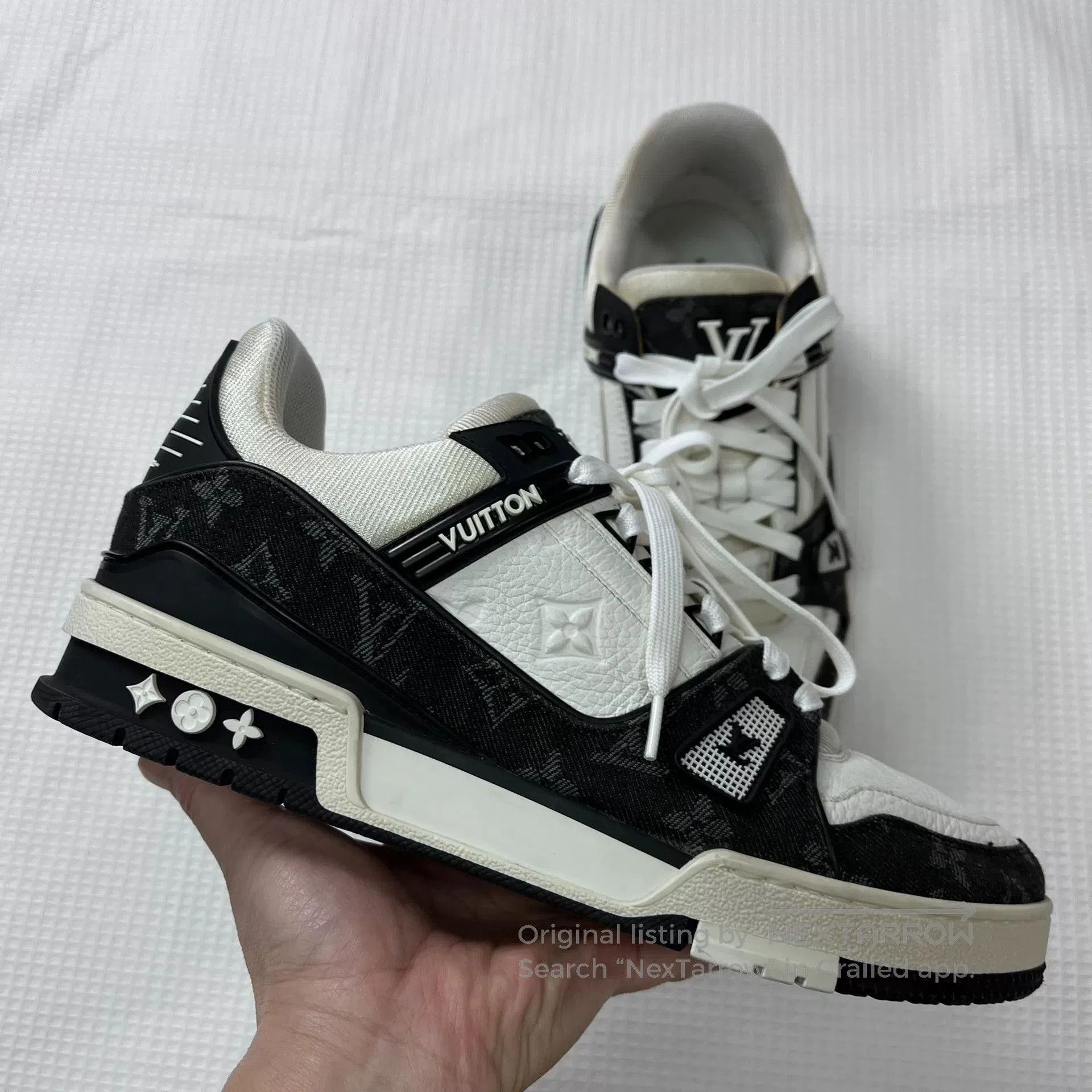 Louis Vuitton Louis Vuitton LV Trainer Black White Denim Sneakers. Size US 8.5 / EU 41-42 - 3 Thumbnail
