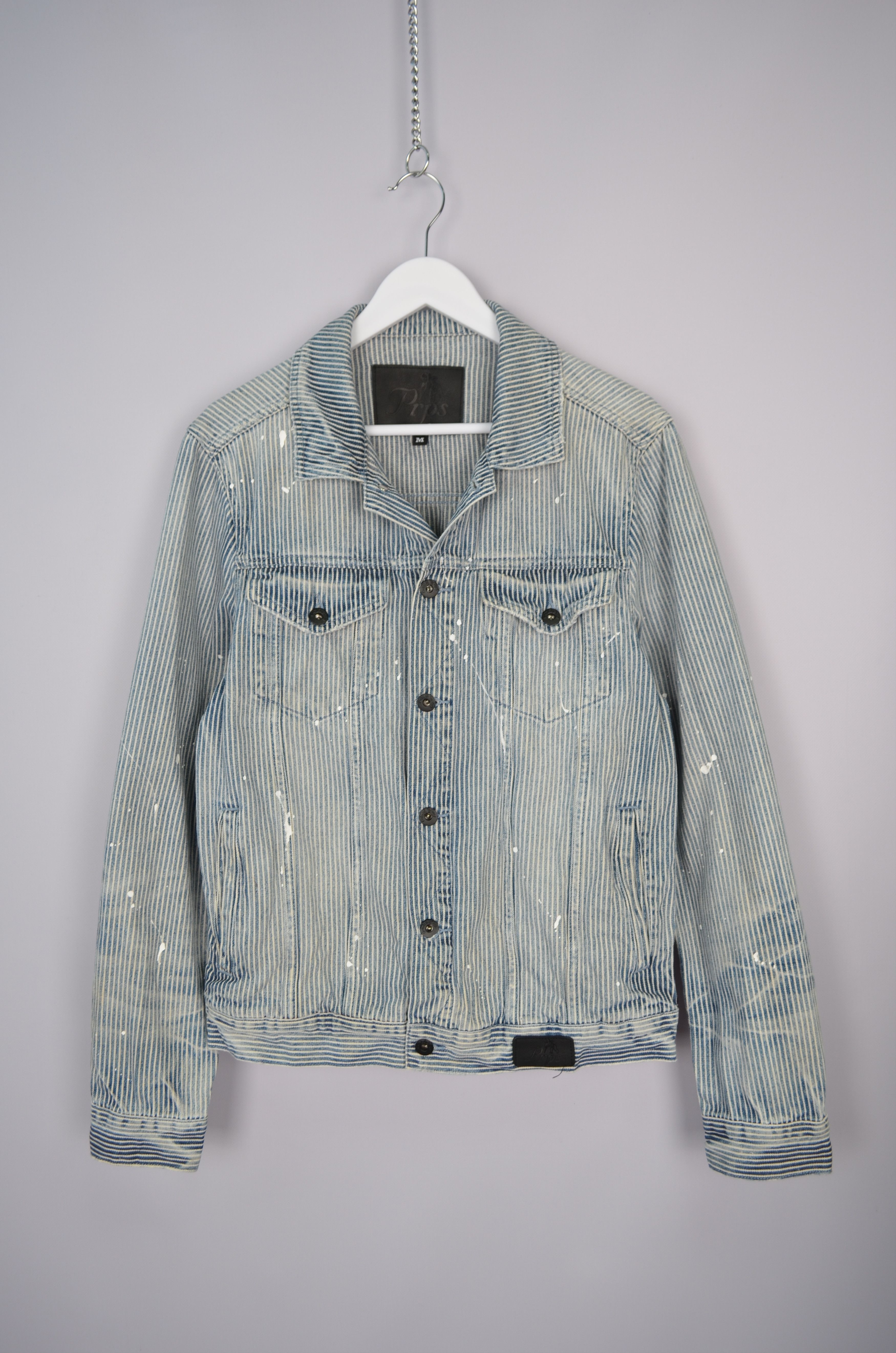 Designer × Prps PRPS Hickory Paint-Splattered Stripe Denim Jacket Sz M RARE Size US M / EU 48-50 / 2 - 15 Thumbnail