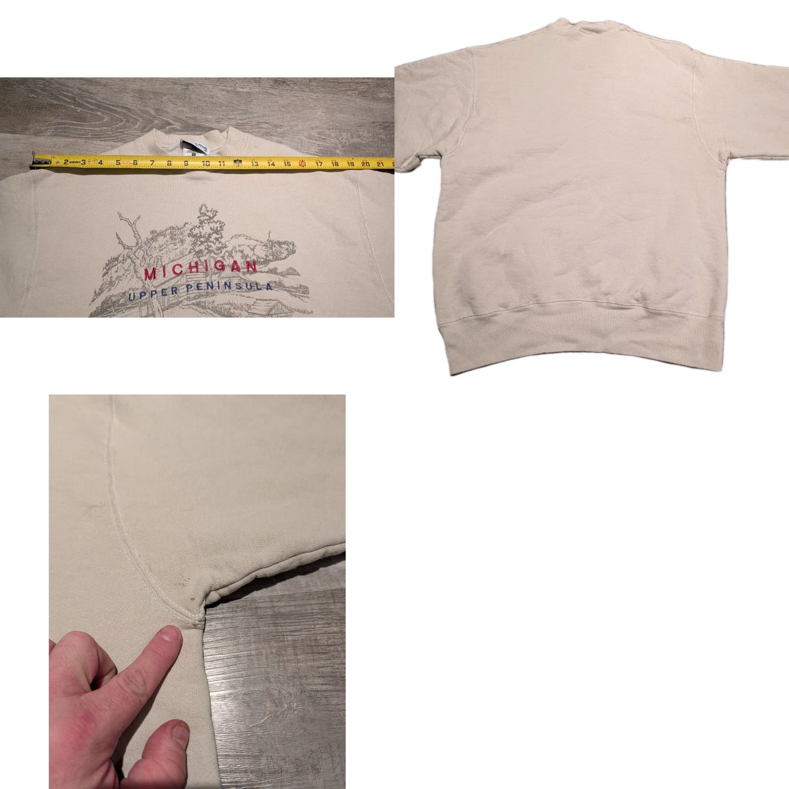 Vintage VINTAGE Upper Peninsula Michigan Crewneck Sweatshirt L Men Cream 90s Nature Deer Winona USA Graphic Print All Seasons Size US L / EU 52-54 / 3 - 9 Thumbnail