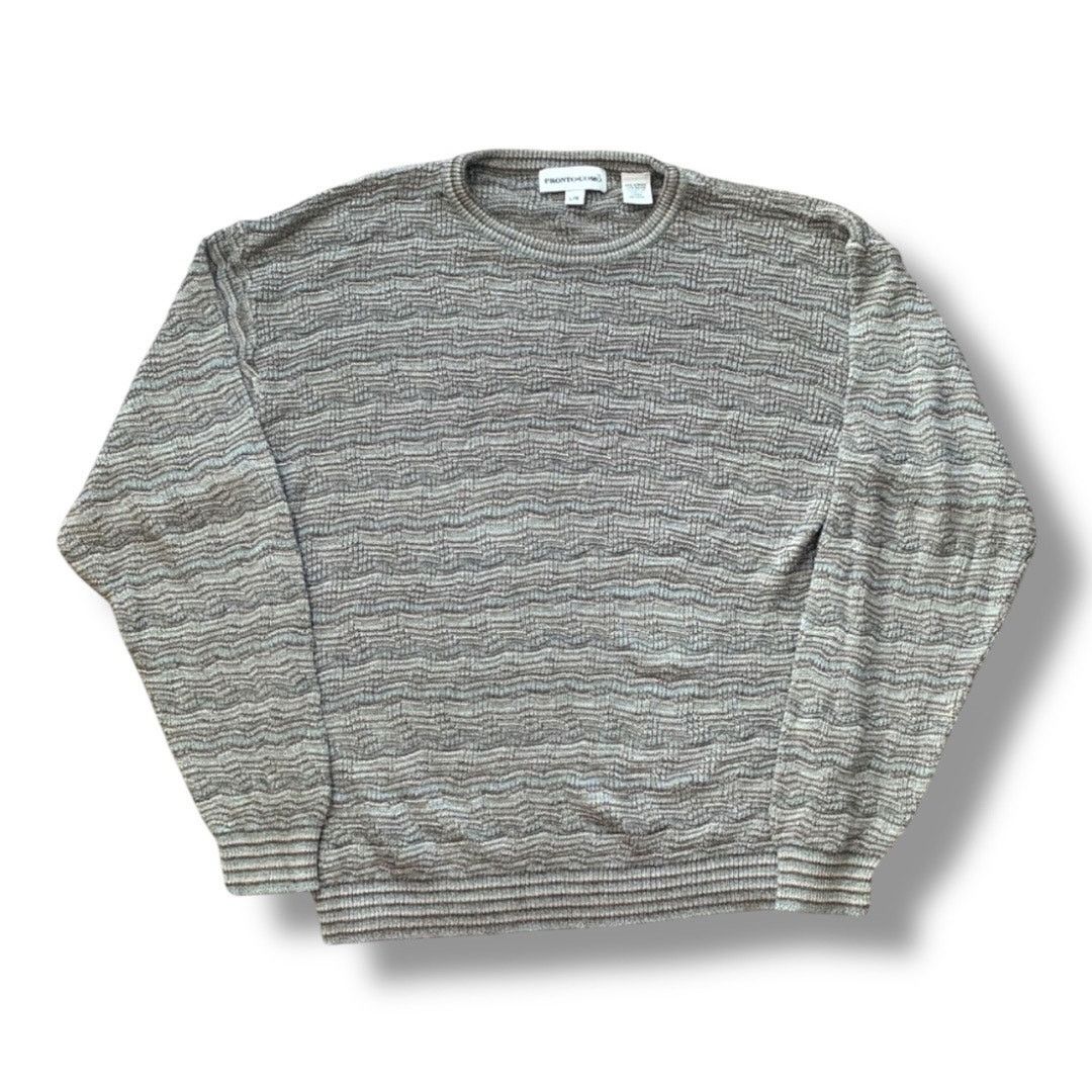 Vintage Vintage 90s Pronto Uomo Sweater Gray Green Wavy Knit Size US L / EU 52-54 / 3 - 3 Thumbnail
