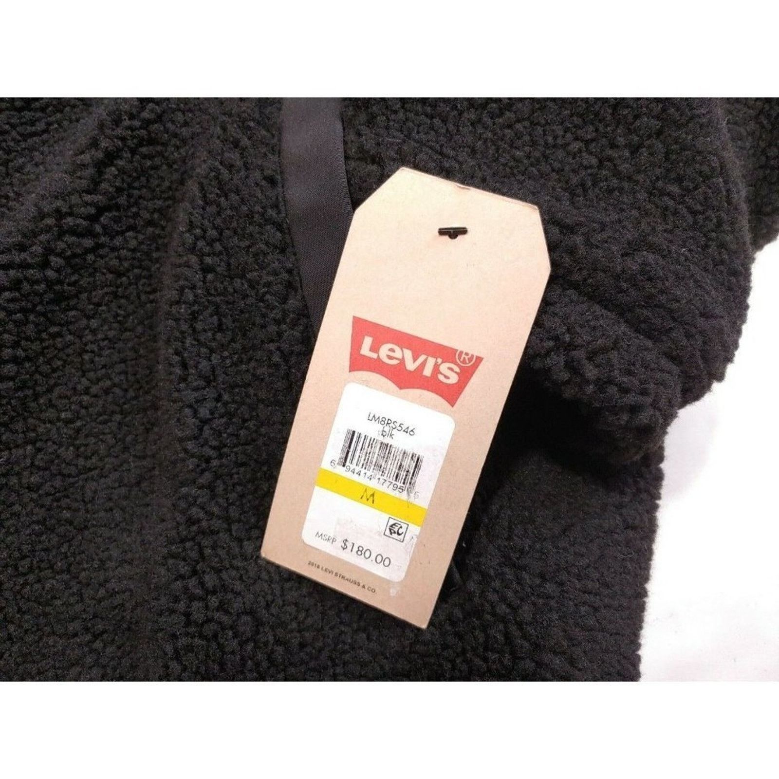 Levi's Levi's Faux Shearling Hooded Partial Zip Black Sweater $180 Size US M / EU 48-50 / 2 - 8 Thumbnail