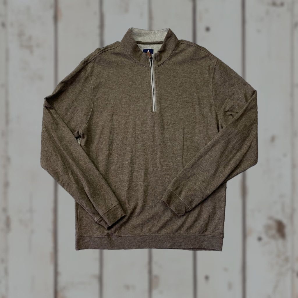 johnnie-O Johnnie-O Mens 1/4 Zip L/S Performance Cotton Polyester Blend Pullover Large Brown Size US L / EU 52-54 / 3 - 1 Thumbnail