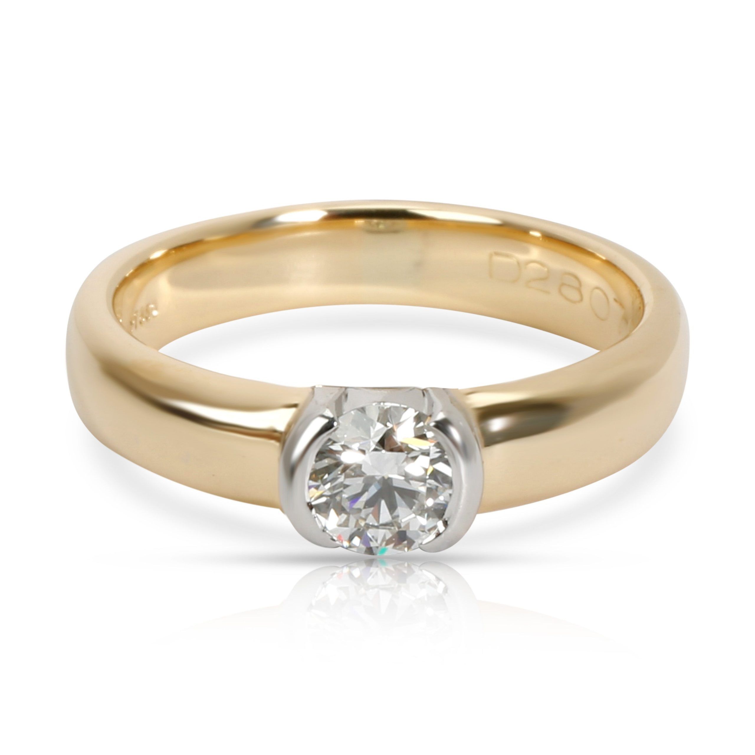 image of Tiffany Co Tiffany & Co. Semi Bezel Diamond Engagement Ring In 18K 2 Tone Gold 0.35 Ctw, Women's
