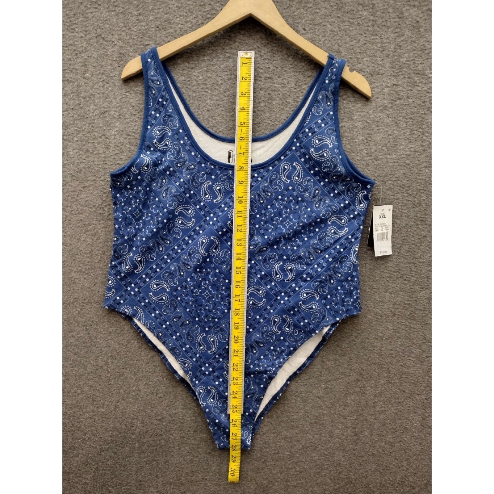 Vintage Isaac Morris Cotton Blend Bodysuit Sleeveless Women's XXL Blue Paisley Bandana Size XXL / US 16-18 / IT 52-54 - 4 Thumbnail
