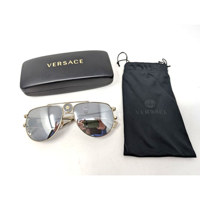 Versace VERSACE VE2225 Men's Sunglasses Pilot Gold 60mm Case Medusa ...