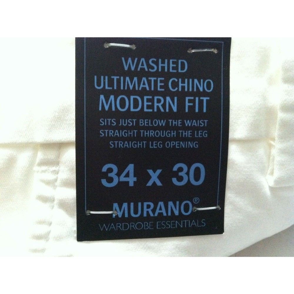 Murano MURANO MENS NEW WHITE 98%COTTON CASUAL PANTS SIZE:34/30 Size US 34 / EU 50 - 2 Thumbnail