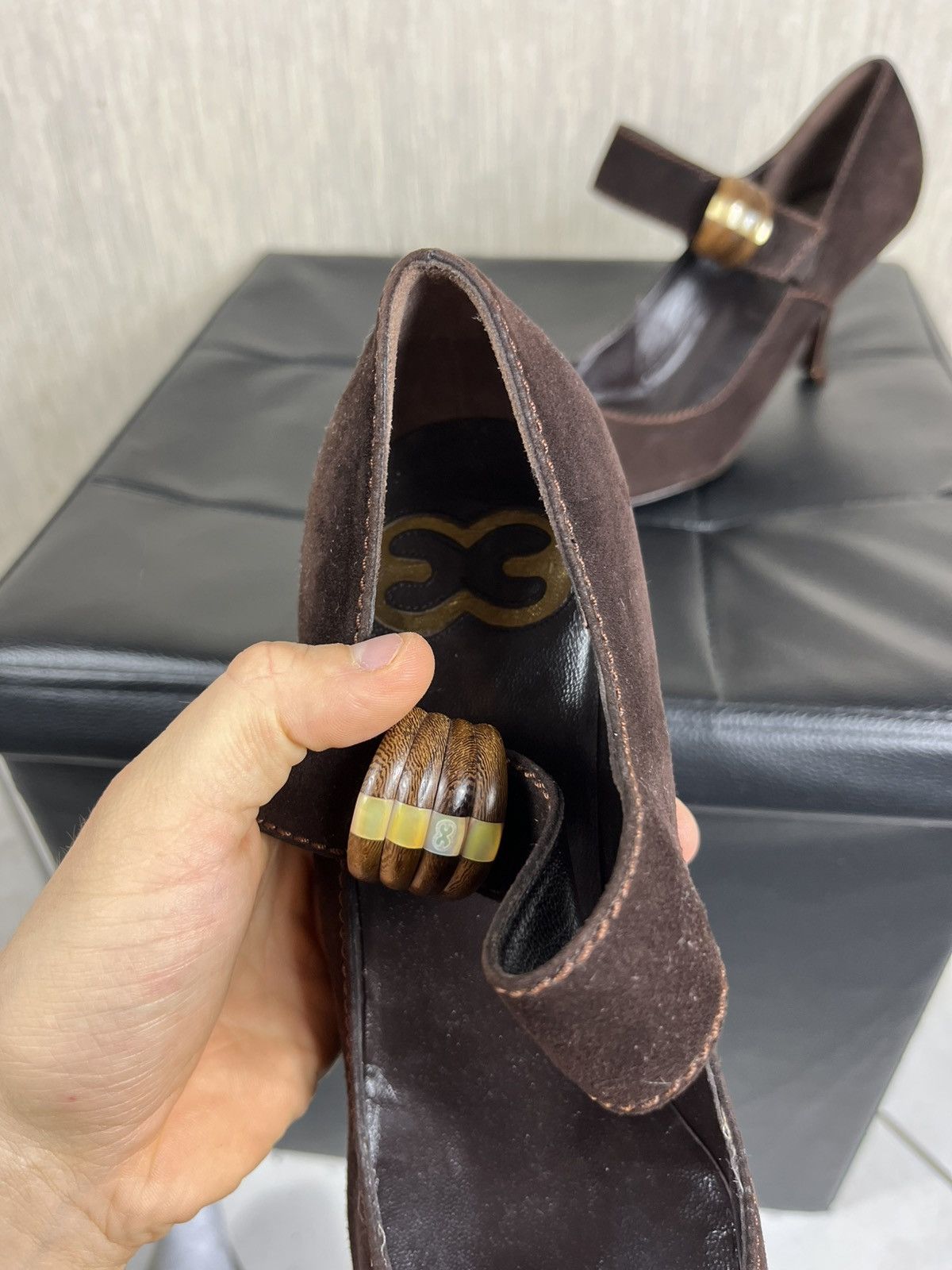Escada Vintage Escada suede velvet pumps heels shoes avant garde Size US 9.5 / IT 39.5 - 12 Thumbnail