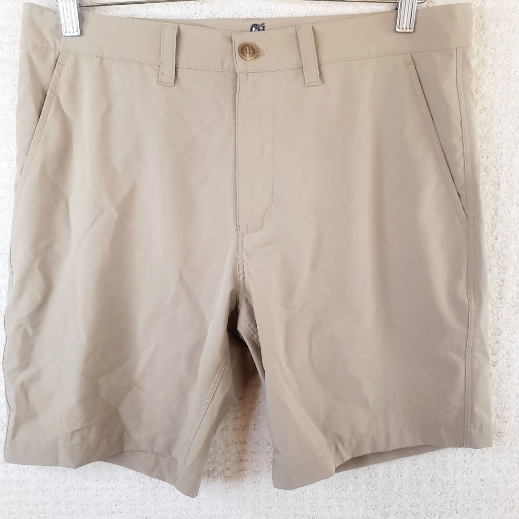 Logo 7 HARLESTONS KHAKI Polyester Spandex Bird Logo Shorts Men's 33x8 Golf Casual Workwear Outdoor Sports Size US 33 - 2 Thumbnail