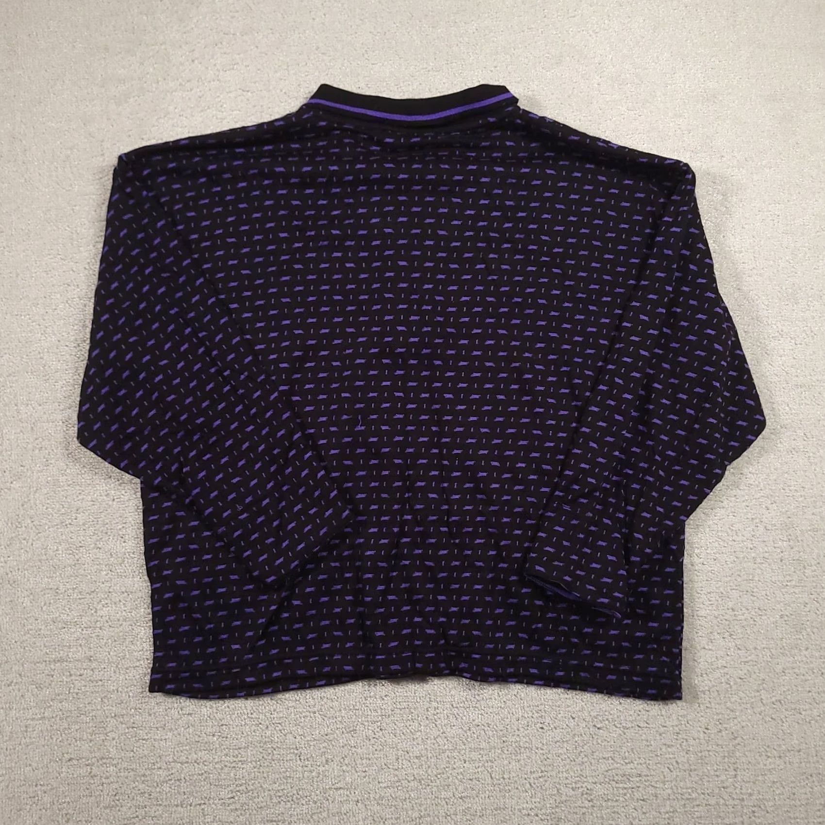Vintage VINTAGE Gitano Sweater Womens 22W 42 Blue Black Knit Stripe Dot Dash Polo Sweater Size 3XL / US 20-22 - 7 Thumbnail