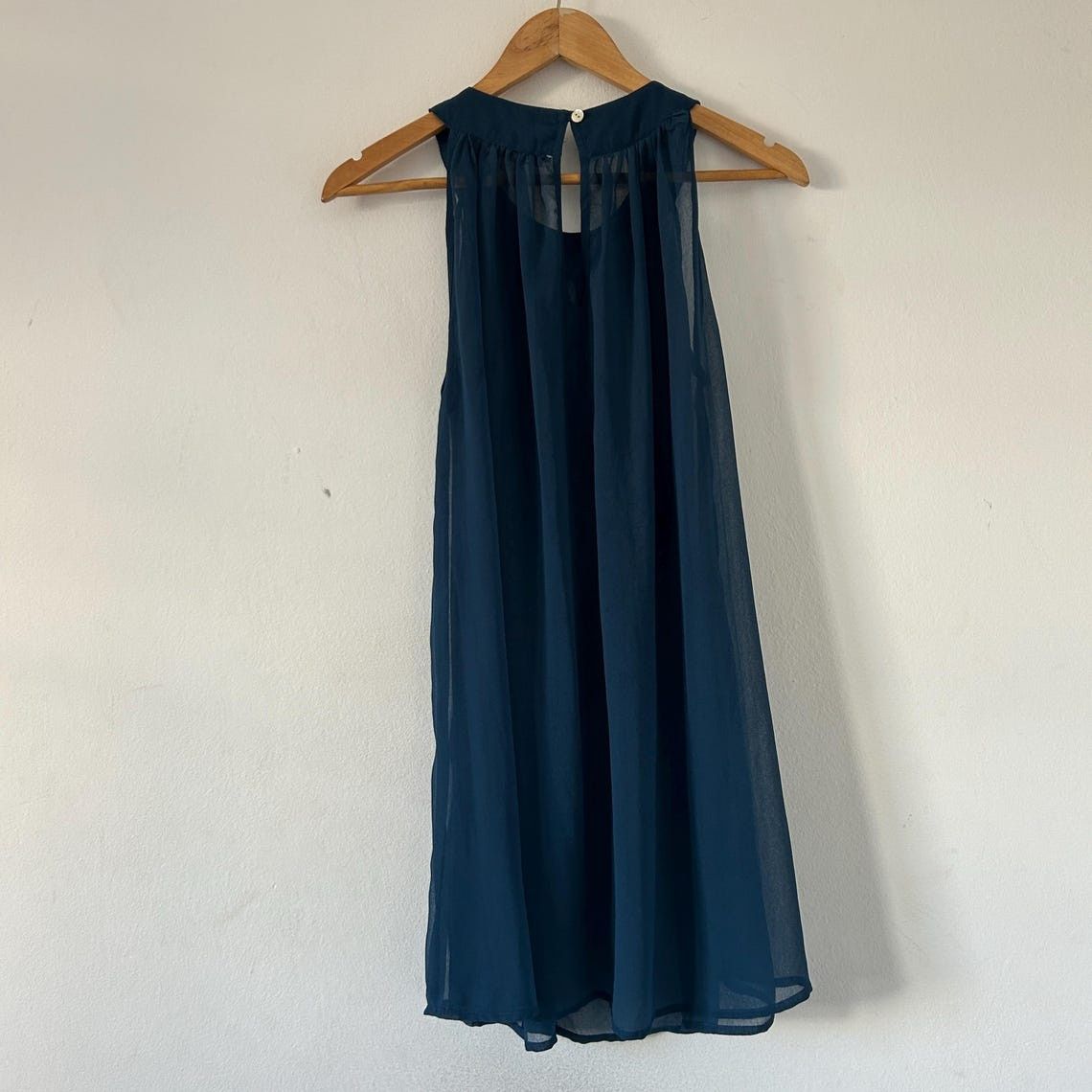 Vintage Y2K Sheer Teal Blue Beaded Mini Dress Size M / US 6-8 / IT 42-44 - 8 Thumbnail