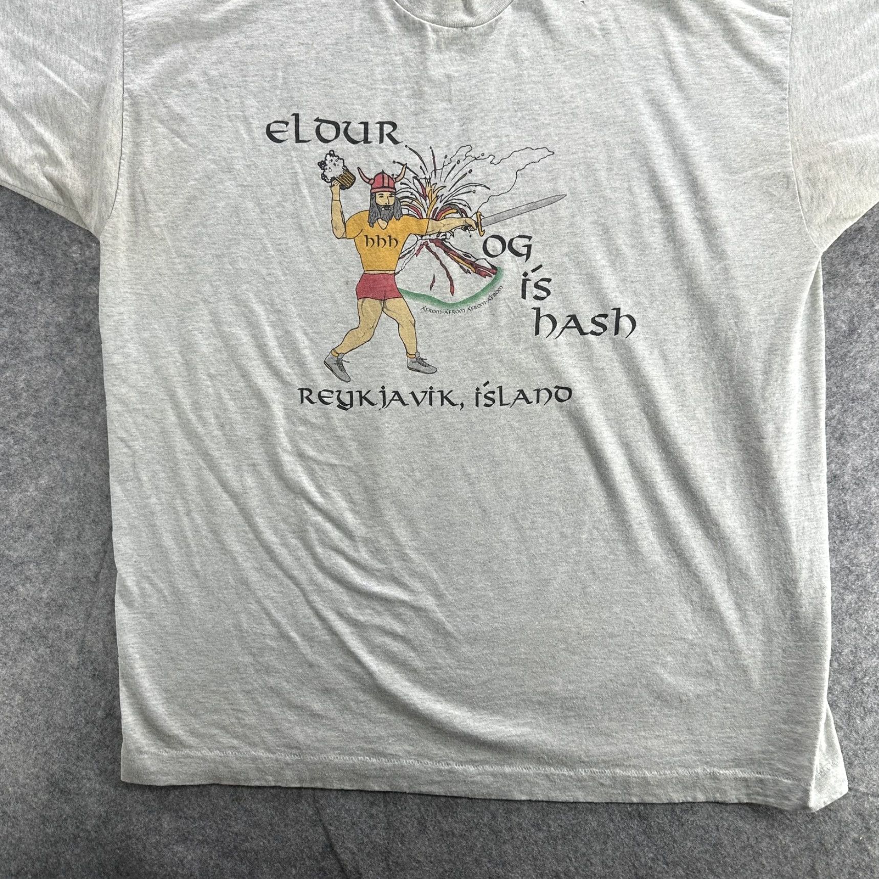 Vintage VINTAGE Hash House Harriers Shirt Mens XL T-Shirt Short Sleeve Gray 90s Reykjavik Iceland Viking Sports Travel Novelty Size US XL / EU 56 / 4 - 3 Thumbnail