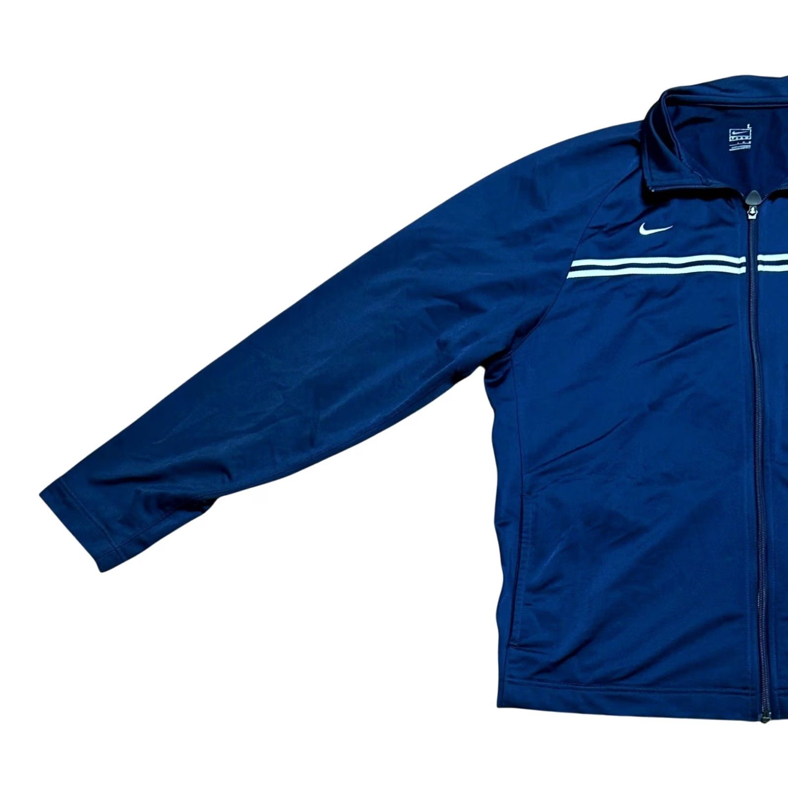 Nike VINTAGE Nike Dri-Fit Logo Windbreaker Warm Up Track Jacket Mens Large Blue Y2K Size US L / EU 52-54 / 3 - 2 Thumbnail