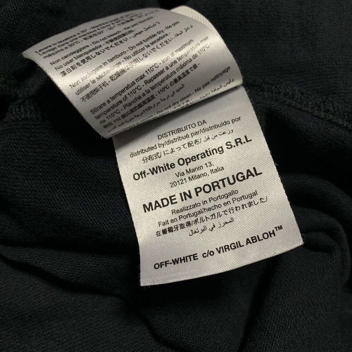 Off White Small Othelo's Stork Bird Black Tee Cut Off Virgil