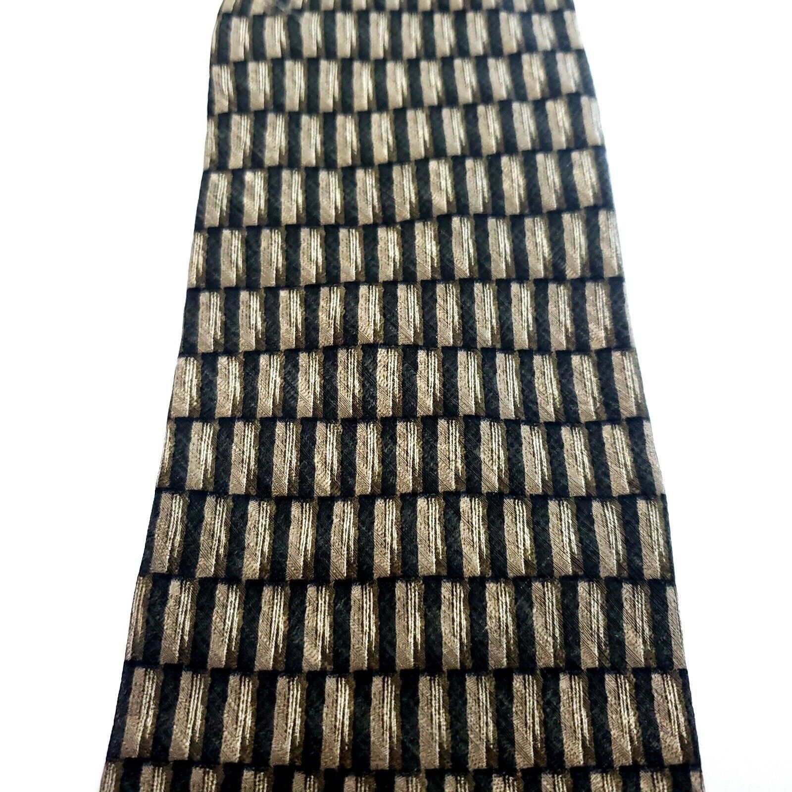 Haggar Haggar Collections Beige Silk Tie Woven Long Geometric Size ONE SIZE - 2 Thumbnail