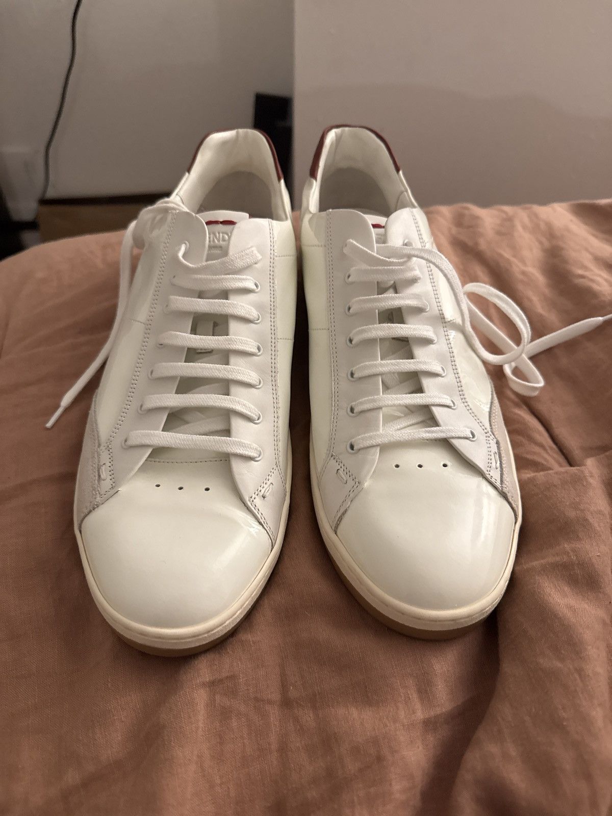Fendi Fendi White/ Maroon Leather Sneakers Size US 10 / EU 43 - 2 Thumbnail