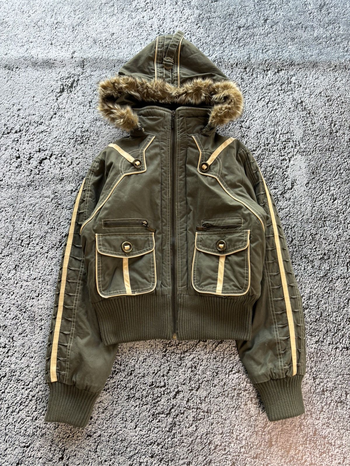 Other Vintage avant garde cropped faux fur bomber jacket Size S / US 4 / IT 40 - 1 Thumbnail