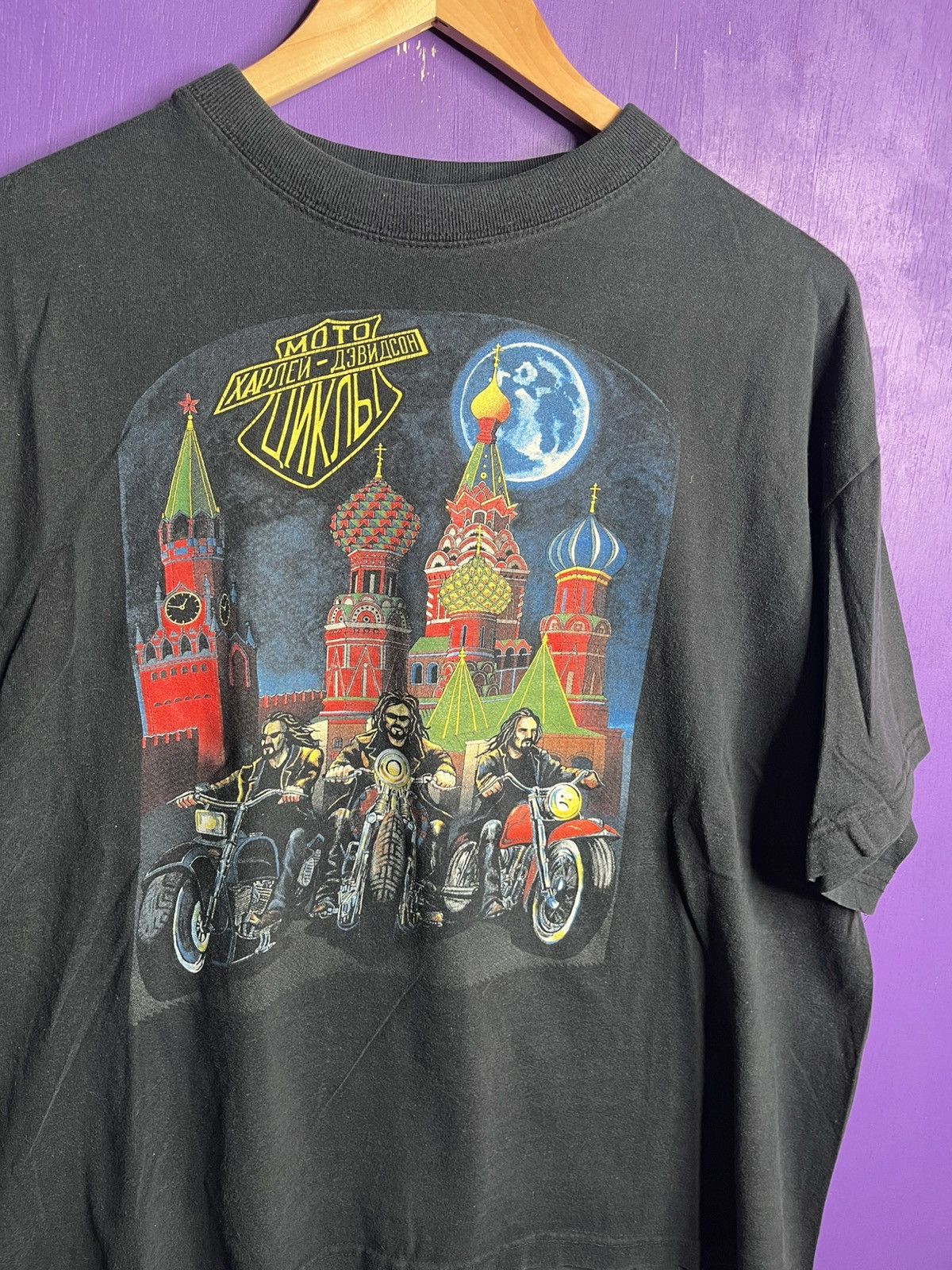 Harley Davidson × Vintage Vintage 90s Harley Davidson Moscow Russia cremlin t-shirt Size US L / EU 52-54 / 3 - 3 Thumbnail