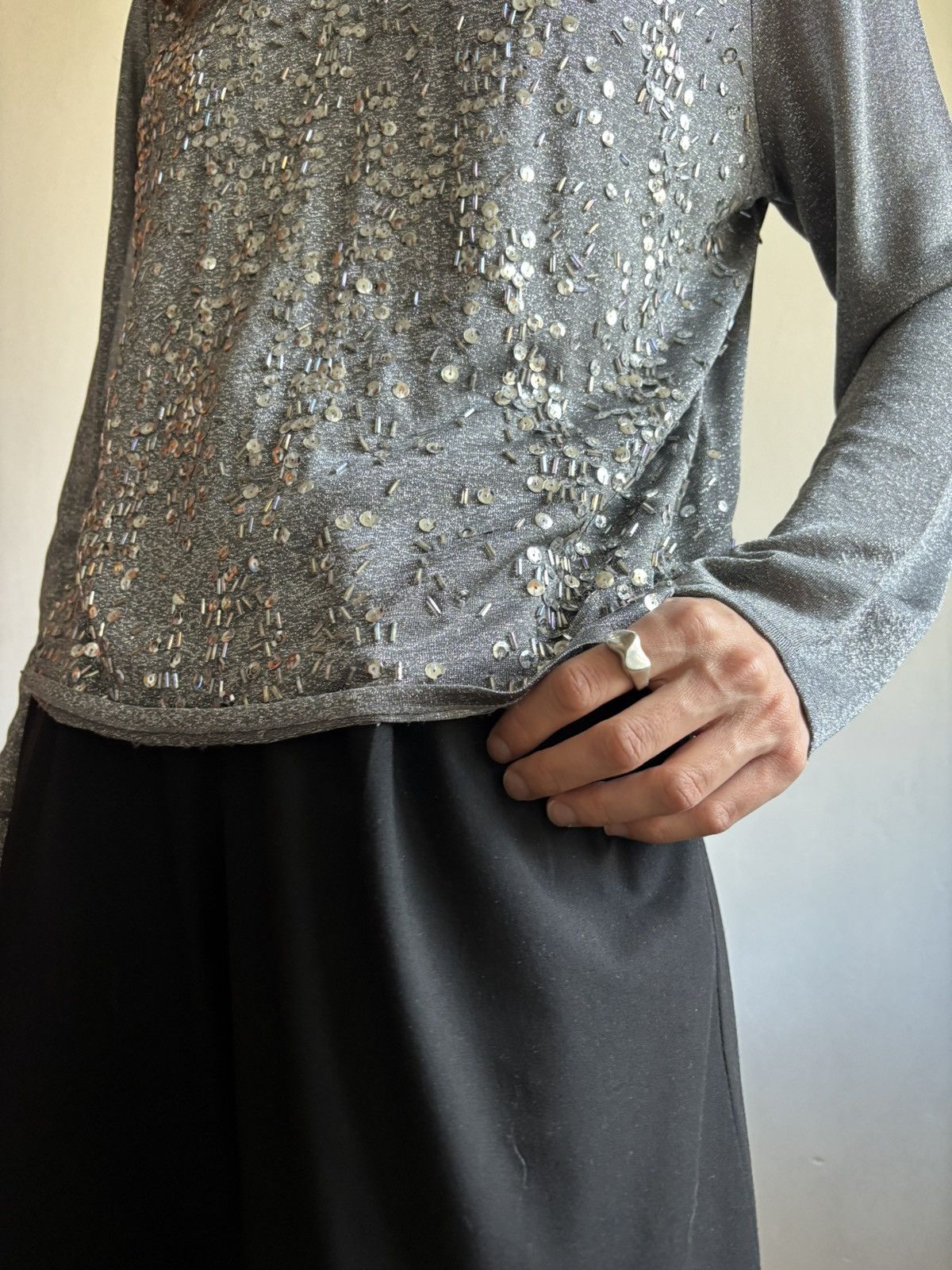 Cerruti 1881 × Vintage Vintage Cerruti 1881 silver sequin top shirt medieval y2k Size M / US 6-8 / IT 42-44 - 4 Thumbnail