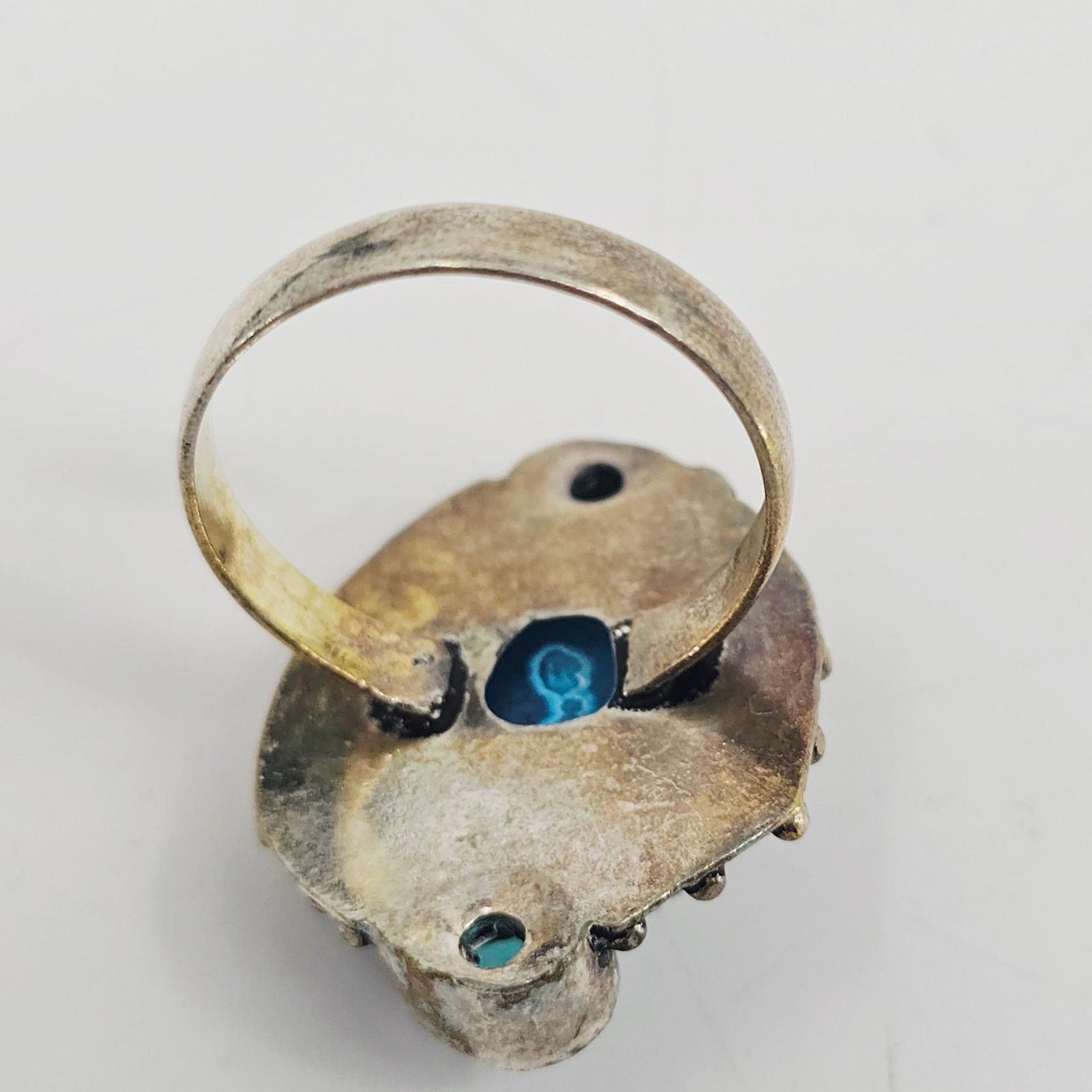 Handmade Blue Solar Quartz Gemstone Oxidized Silver Plated Ring 11.5 Size ONE SIZE - 4 Thumbnail