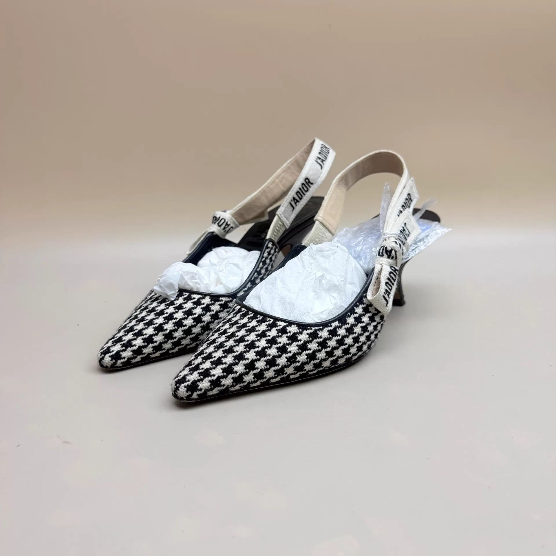 Dior Dior Houndstooth Embroidered Kitten Heel 36 95 New Size US 5.5 / IT 35.5 - 1 Thumbnail