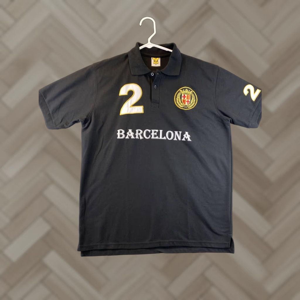 Vintage Barcelona Men's Soccer Polo Shirt Black L Spain Fan Contrasting Trim 90s Style Size US L / EU 52-54 / 3 - 1 Thumbnail