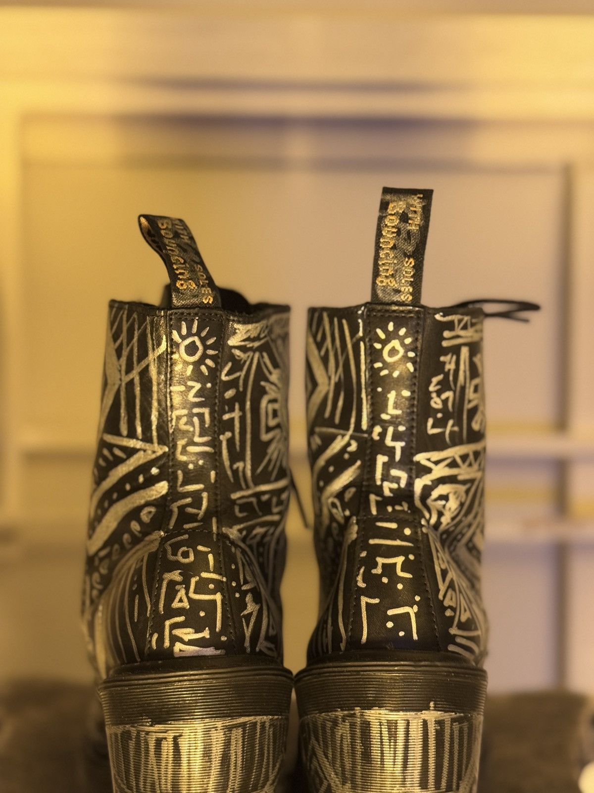 Other Hand-Painted Doc Martens – Greek, Mayan & Asemic Glyph Boots Size US 8.5 / IT 38.5 - 3 Thumbnail