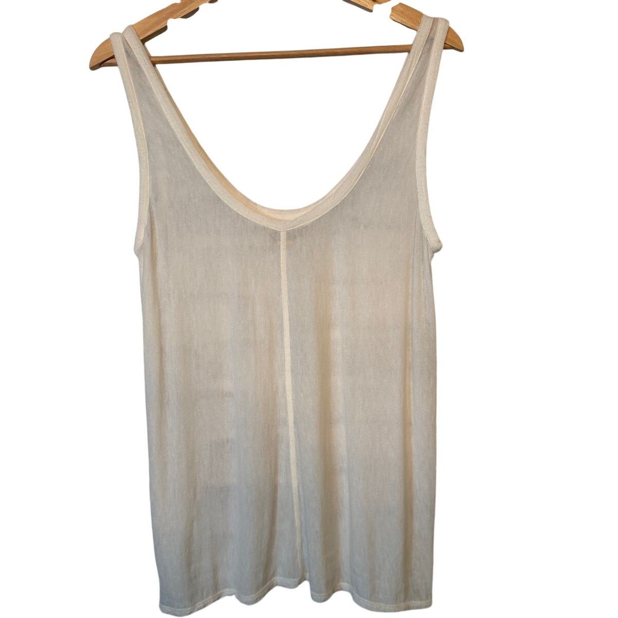 The Row Roger White Gauzy Scoop Neck Tank Top size S Semi Sheer Size S / US 4 / IT 40 - 3 Thumbnail