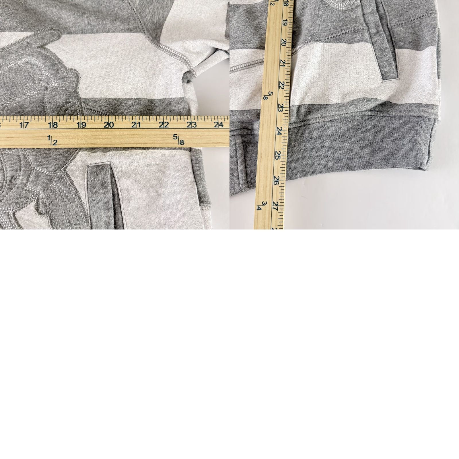 Vintage LRG Friday The 47th Hoodie Gray White Striped Chainsaw Applique Large VINTAGE? Size US L / EU 52-54 / 3 - 9 Thumbnail