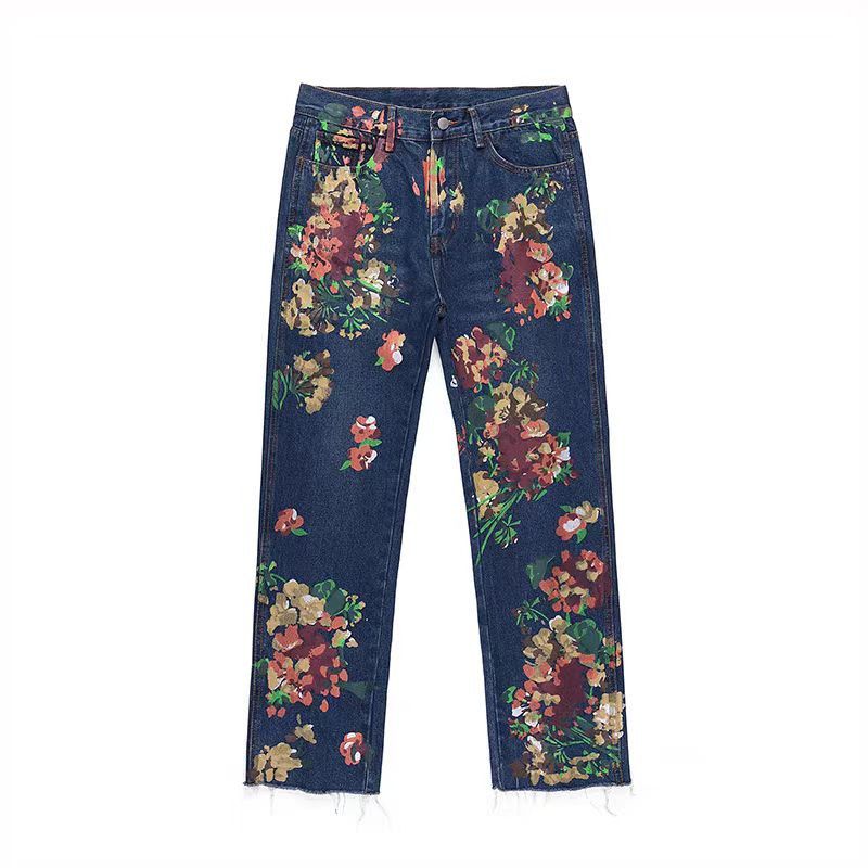 Japanese Brand × Jean High Street Hip Hop Style Floral Graffiti Straight Leg Jeans Size US 30 / EU 46 - 1 Thumbnail