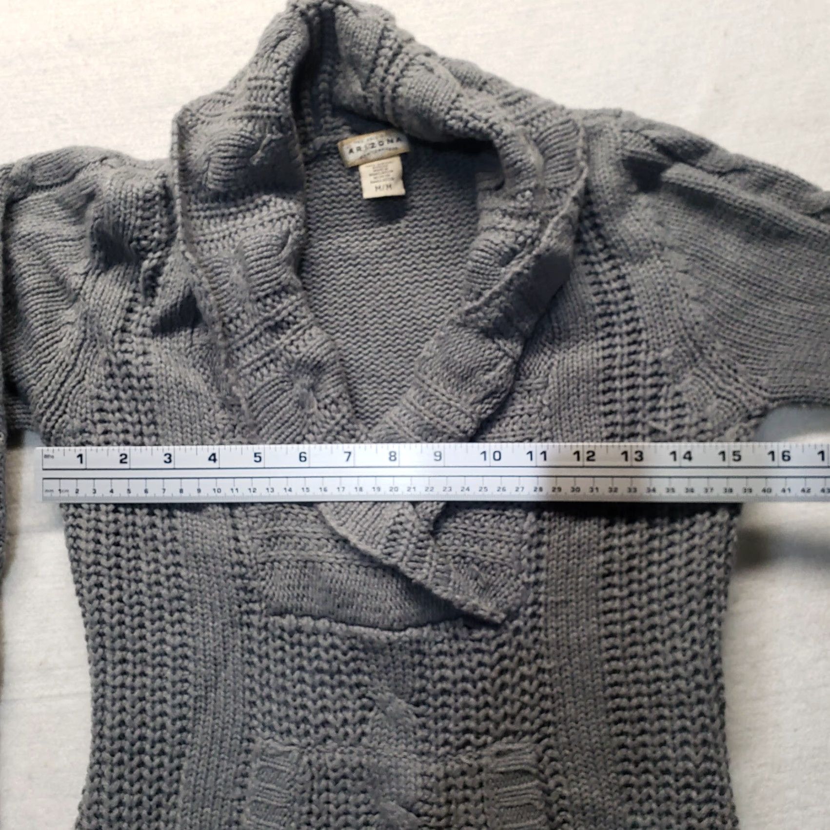 Vintage AriZona Sweater Gray V-Neck Cable-Knit Long Sleeve Adult Womens M Medium Size M / US 6-8 / IT 42-44 - 4 Thumbnail