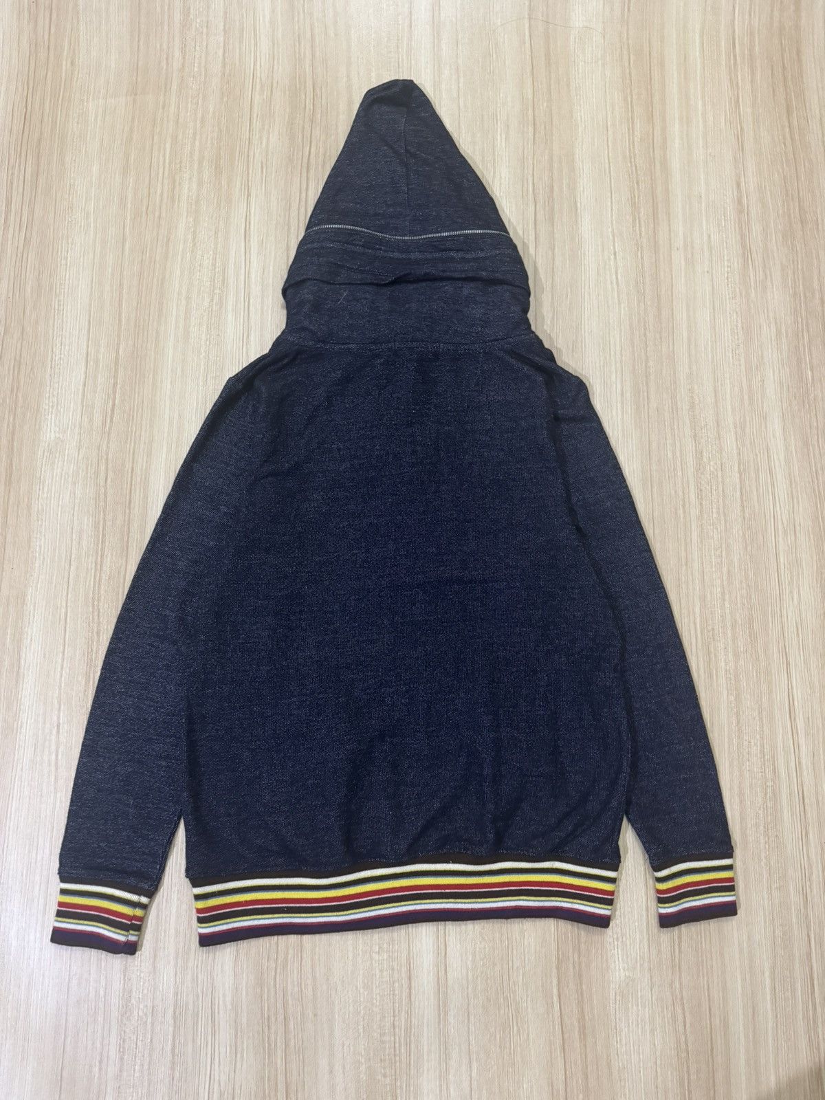 Japanese Brand ANTI LEBEL JEAN HOODIE DISTINCTIVE MULTI COLOR STRIPED Size US L / EU 52-54 / 3 - 5 Thumbnail