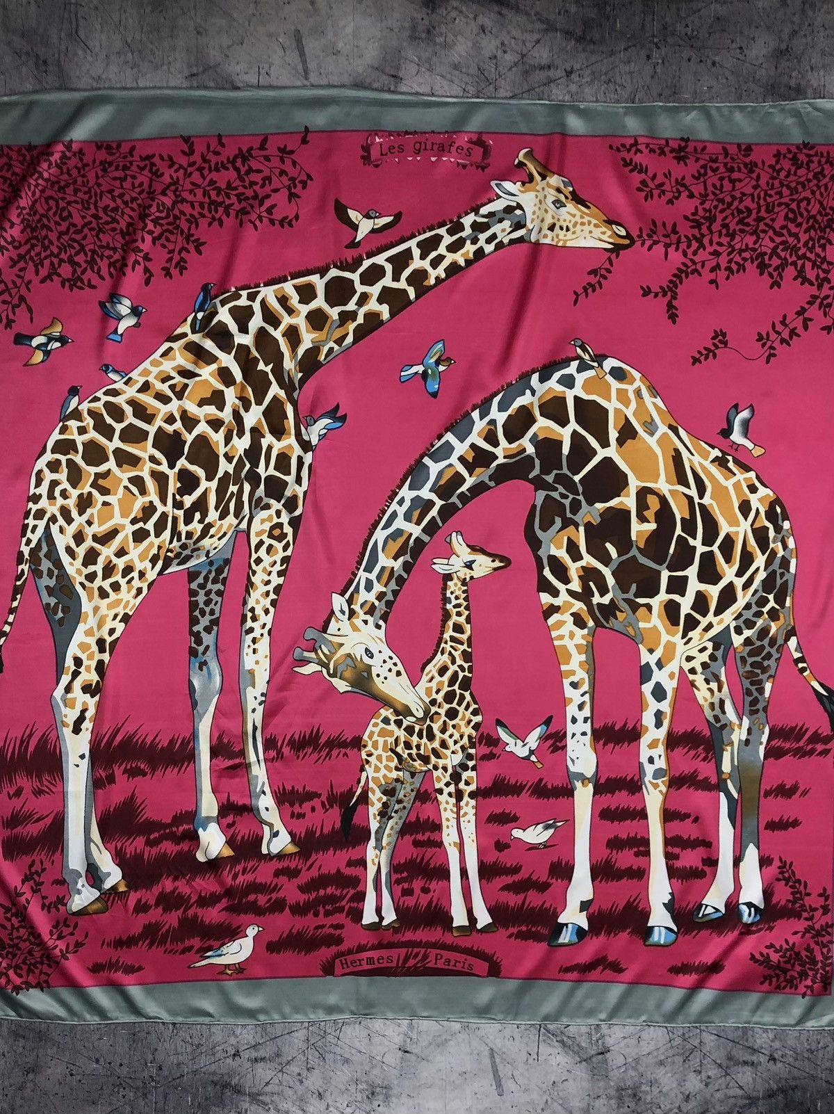 Hermes × Vintage Vintage 90s Hermes Paris Les Girafes Silk Designer Scarf y2k Size ONE SIZE - 2 Thumbnail