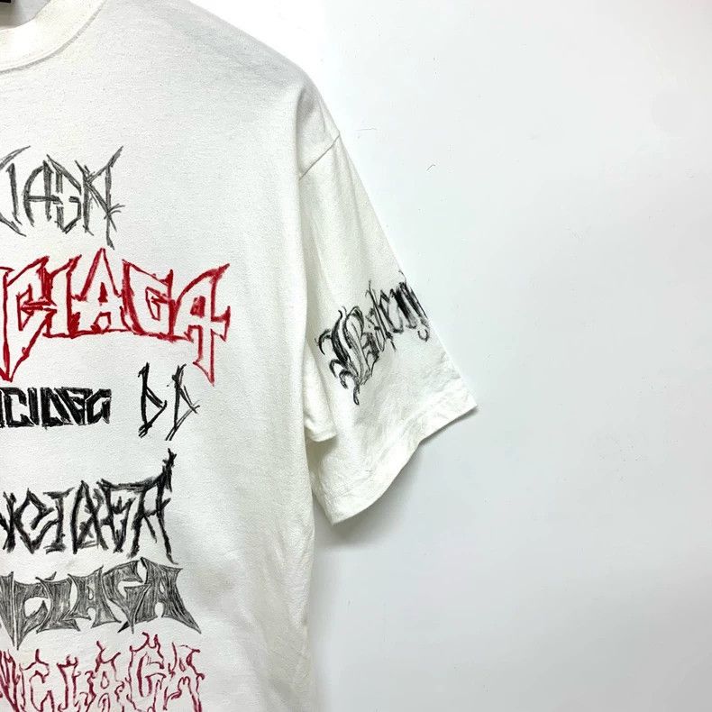 Balenciaga Balenciaga White Graffiti Letter Short Sleeve T-Shirt 2502- Size US XS / EU 42 / 0 - 6 Thumbnail