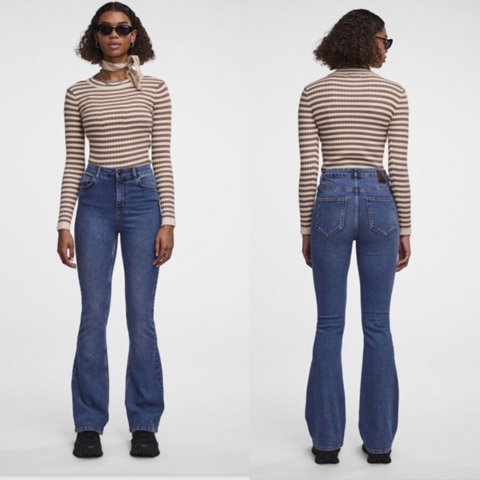 Pieces Uniques NWT $70 Pieces UK Denim Flare Fit High Waist Jeans MED NEW Size 28" / US 6 / IT 42 - 1 Thumbnail
