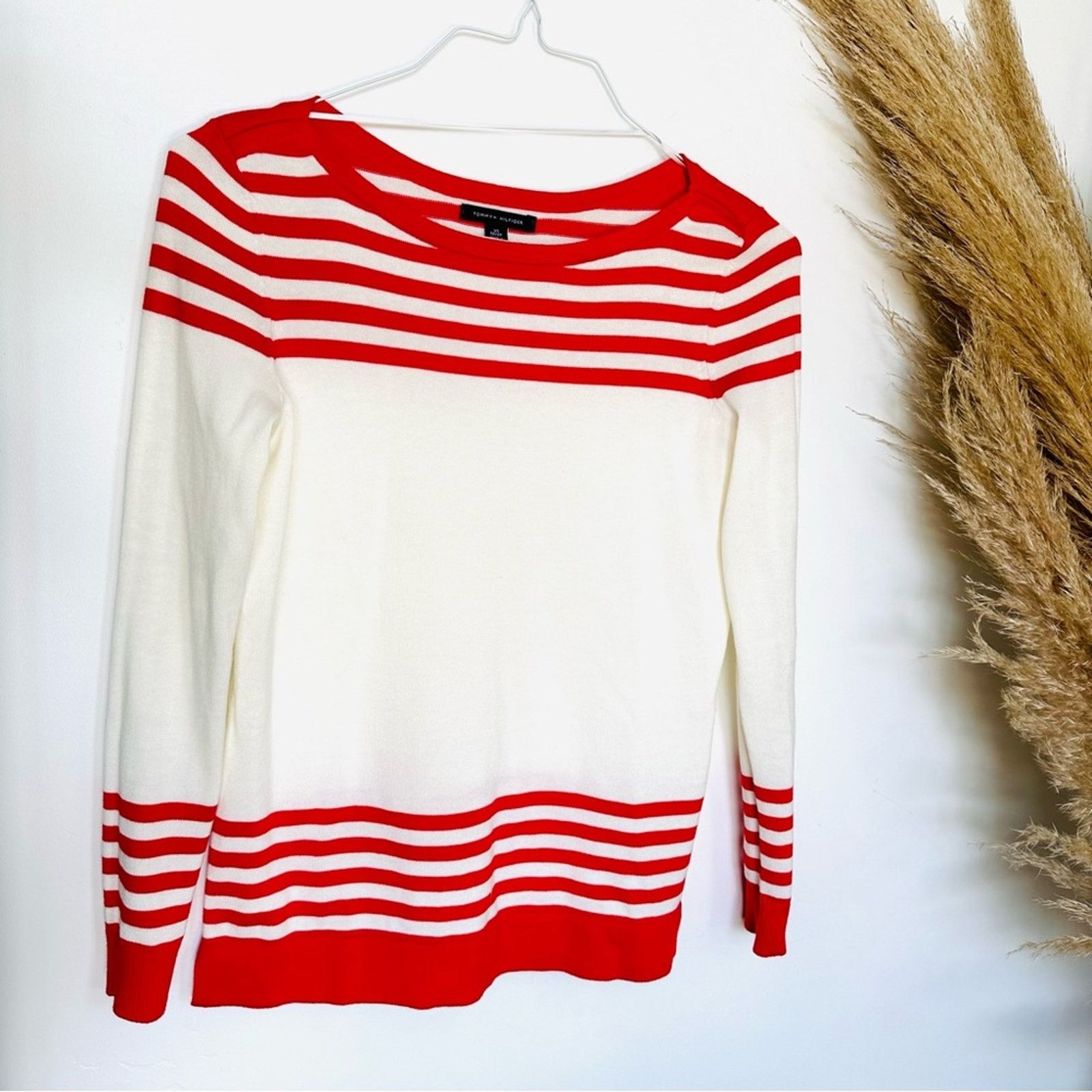 Tommy Hilfiger TOMMY HILFIGER Bright Red White Bold Stripe Nautical Sweater Size XS / US 0-2 / IT 36-38 - 5 Thumbnail