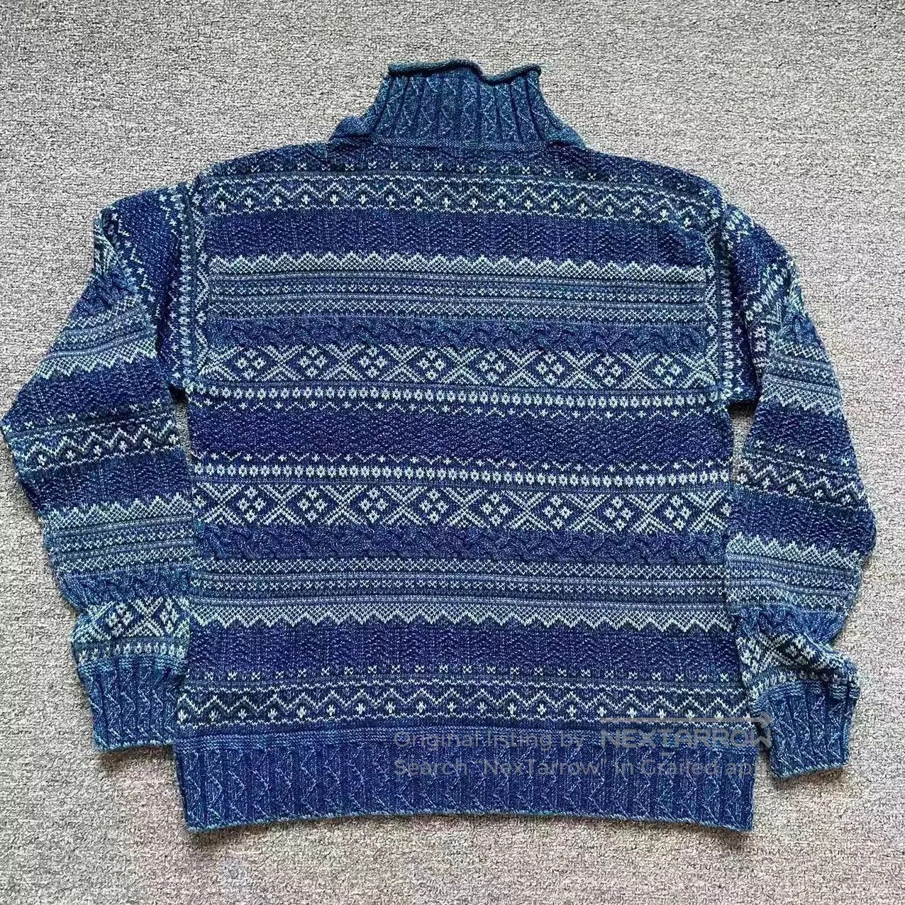 RRL Ralph Lauren RRL American Vintage Indigo Fair Isle Cotton. Size US M / EU 48-50 / 2 - 1 Thumbnail