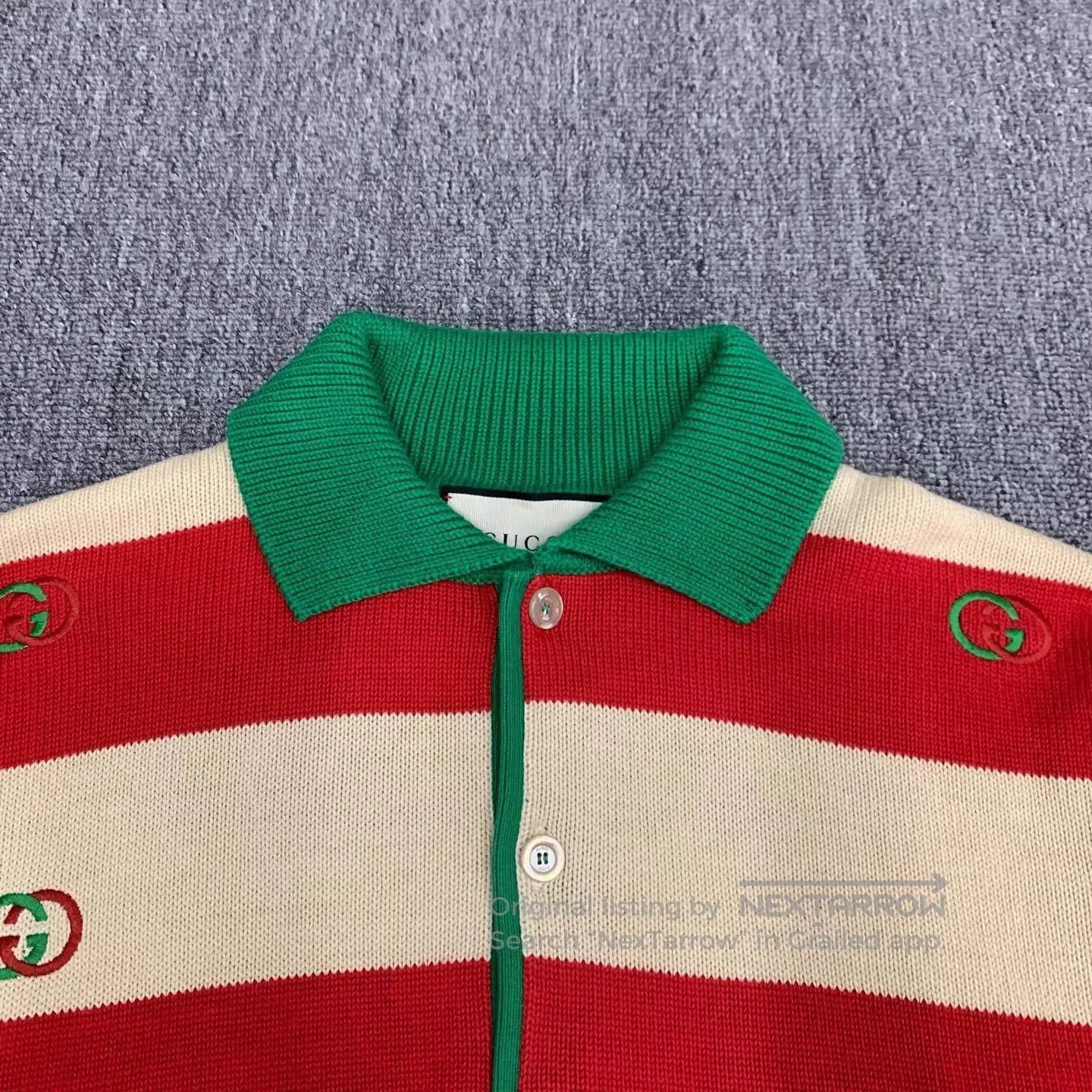 Gucci Multi Striped Logo Embroidered Long Sleeve Polo. Size US XL / EU 56 / 4 - 8 Thumbnail
