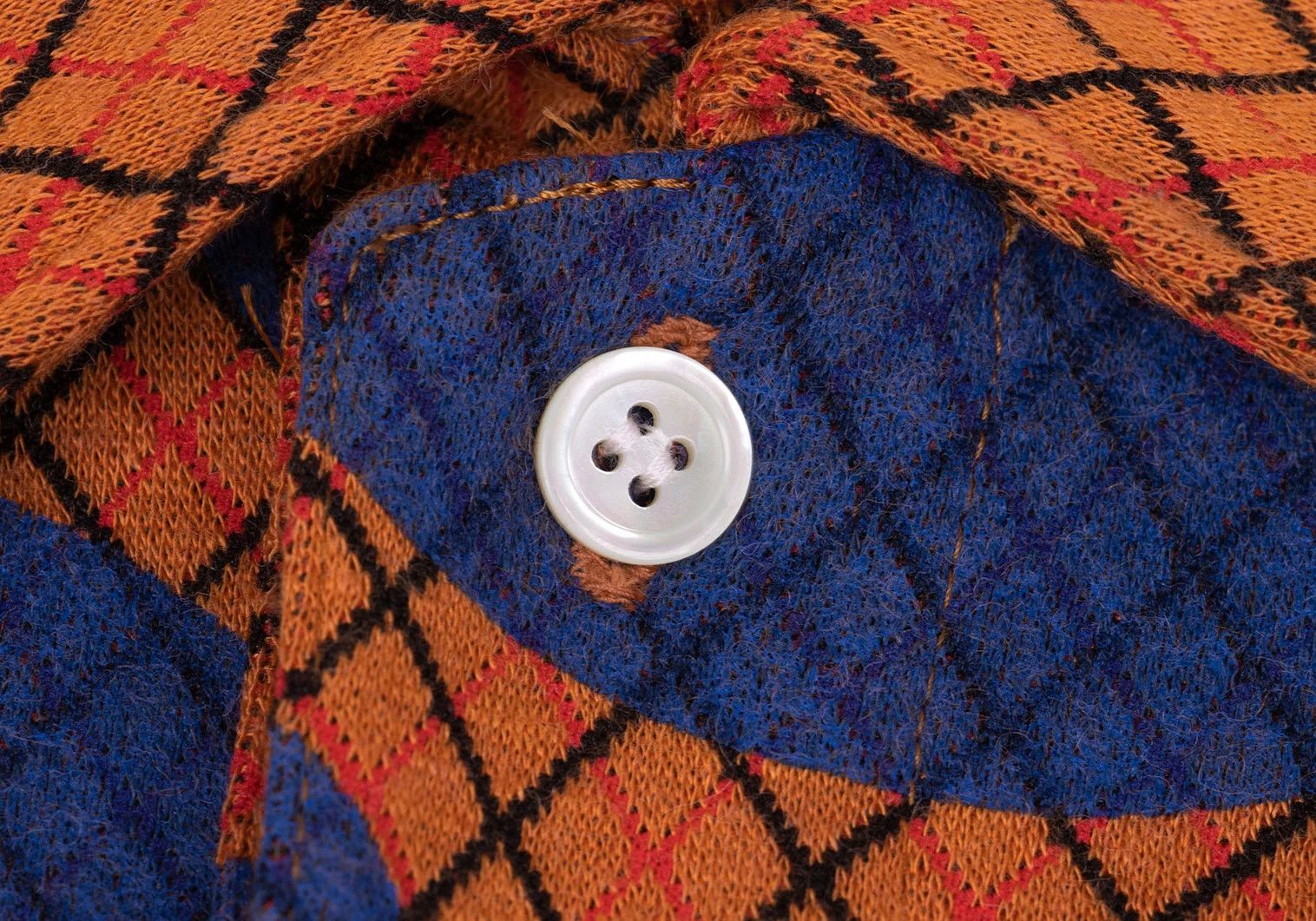 Comme des Garcons Homme Plus Python Pattern Panel Polo Shirt in Orange and Blue Size US M / EU 48-50 / 2 - 4 Thumbnail