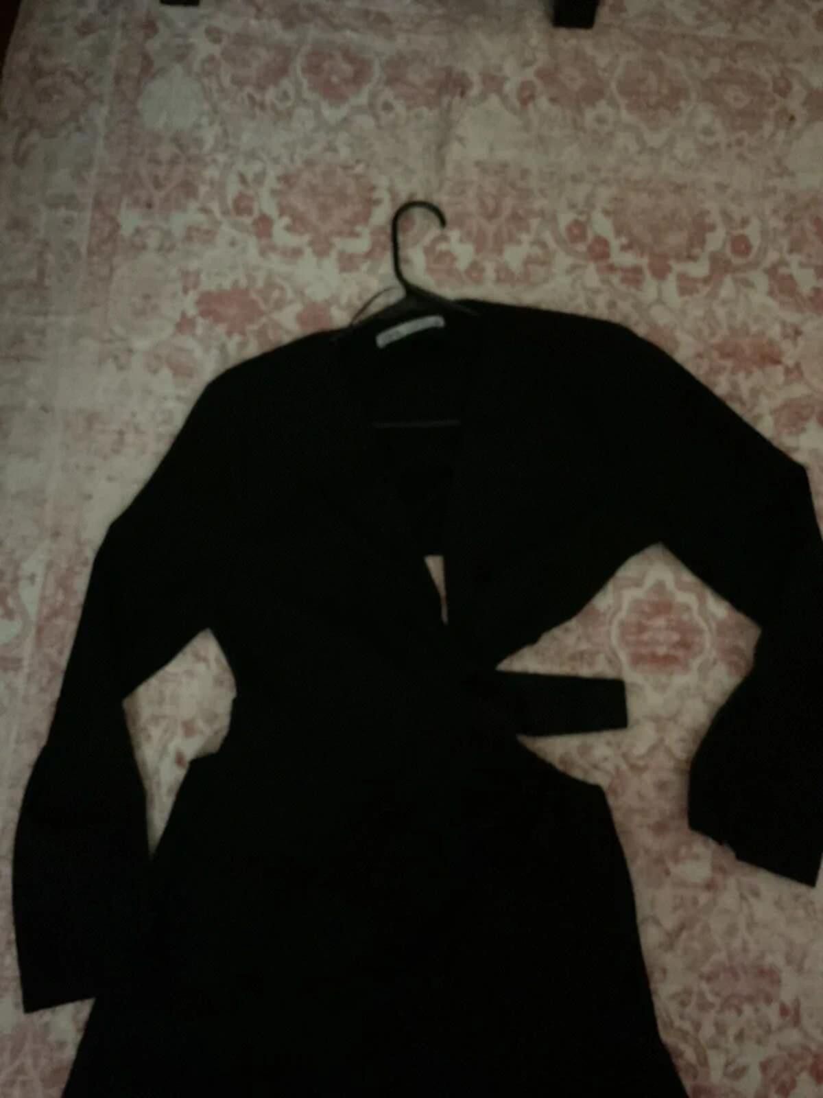 Zara Zara Black Long Sleeve Cut-out Waist Midi dress Size L / US 10 / IT 46 - 4 Thumbnail