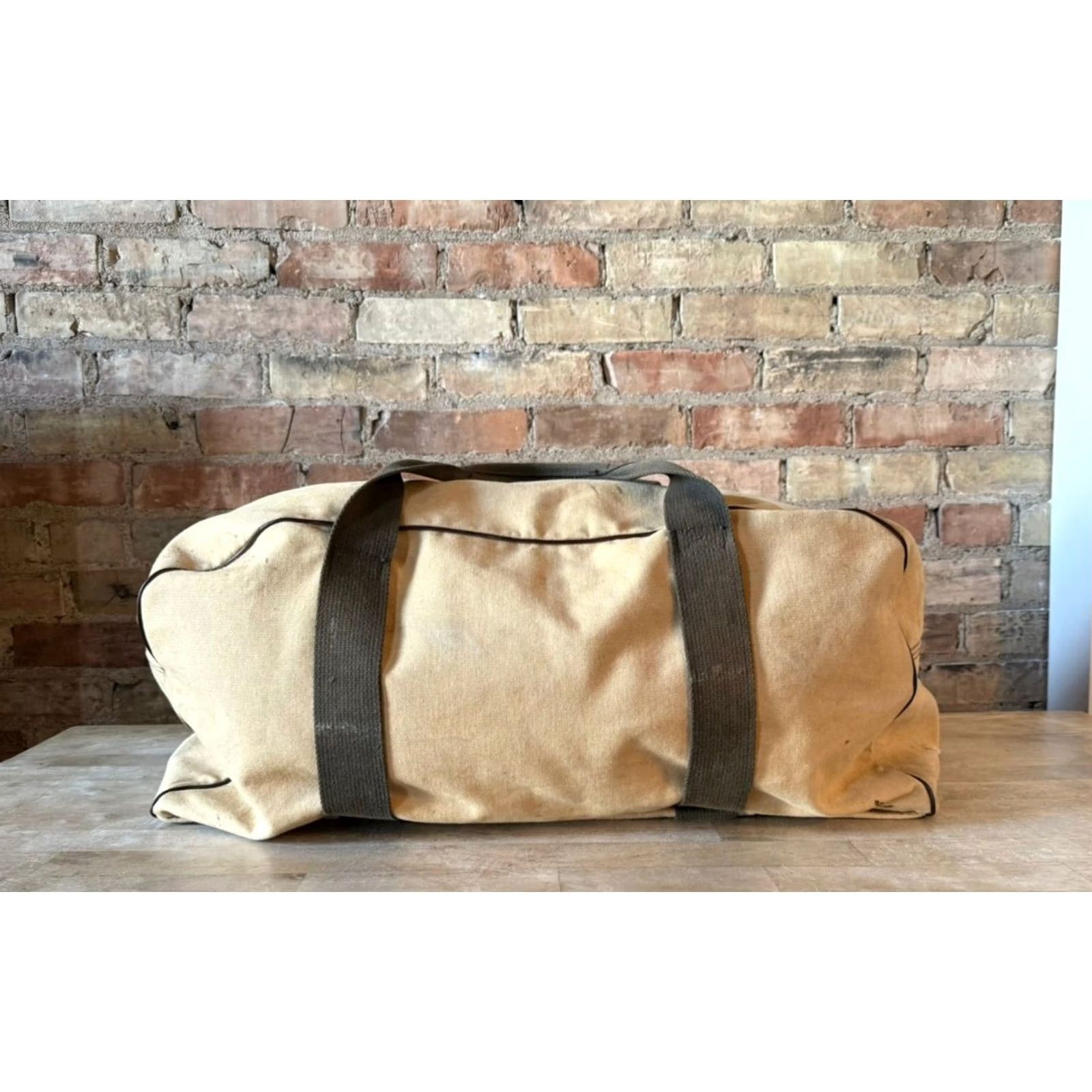 Vintage VINTAGE Boyt Canvas Duffle Bag - Tan - Large - Travel - 30x13x12 in - Unisex Adults - Double Handles - Zip - Top Handle - Canvas Size US L / EU 52-54 / 3 - 3 Thumbnail
