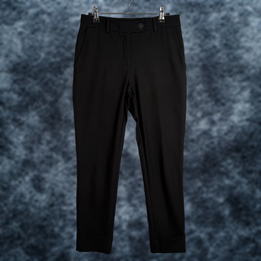 Mango MNG Suit Black Tailored Womens Dress Pants Size 2 Slim Fit Stretch Cuffed Hem Size 26" / US 2 / IT 38 - 1 Thumbnail