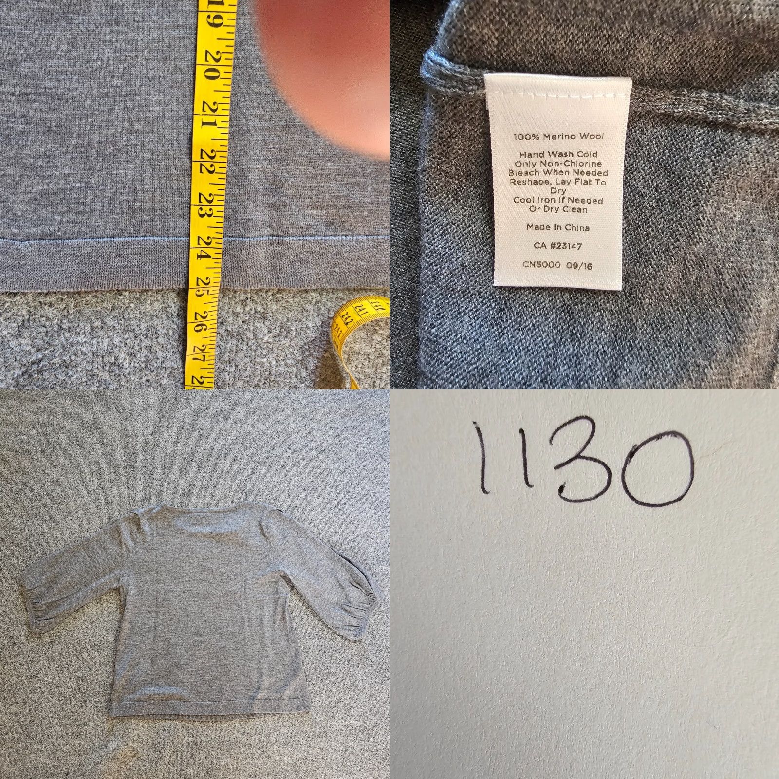 Talbots Talbots Sweater Top Womens XL Gray Merino Wool 3/4 Sleeve Round Neck Casual Basic Pullover Classic Knit Stretch Men/Women: Womens Size XL / US 12-14 / IT 48-50 - 8 Thumbnail